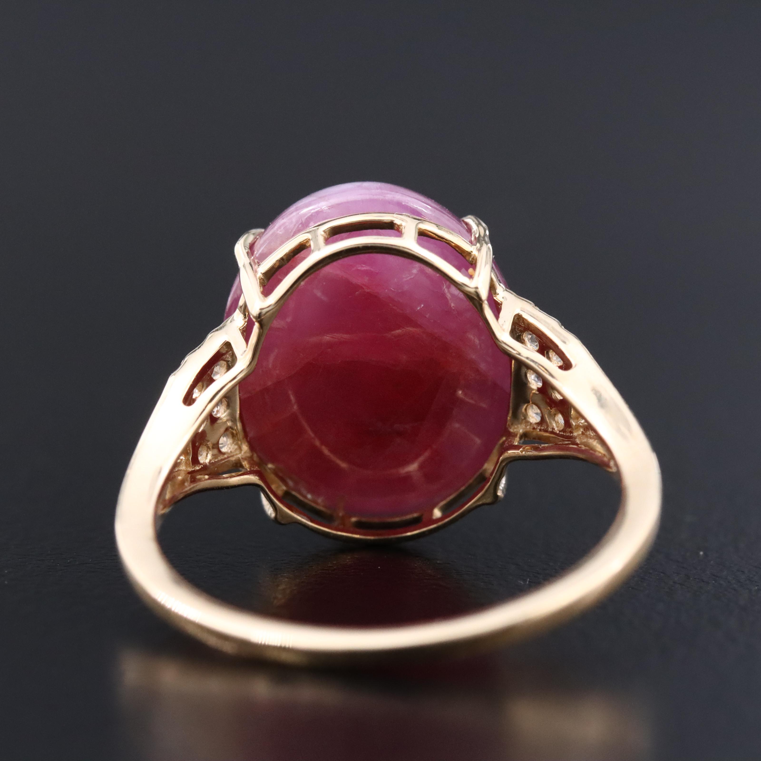 14K 16.09 CT Ruby and White Sapphire Ring