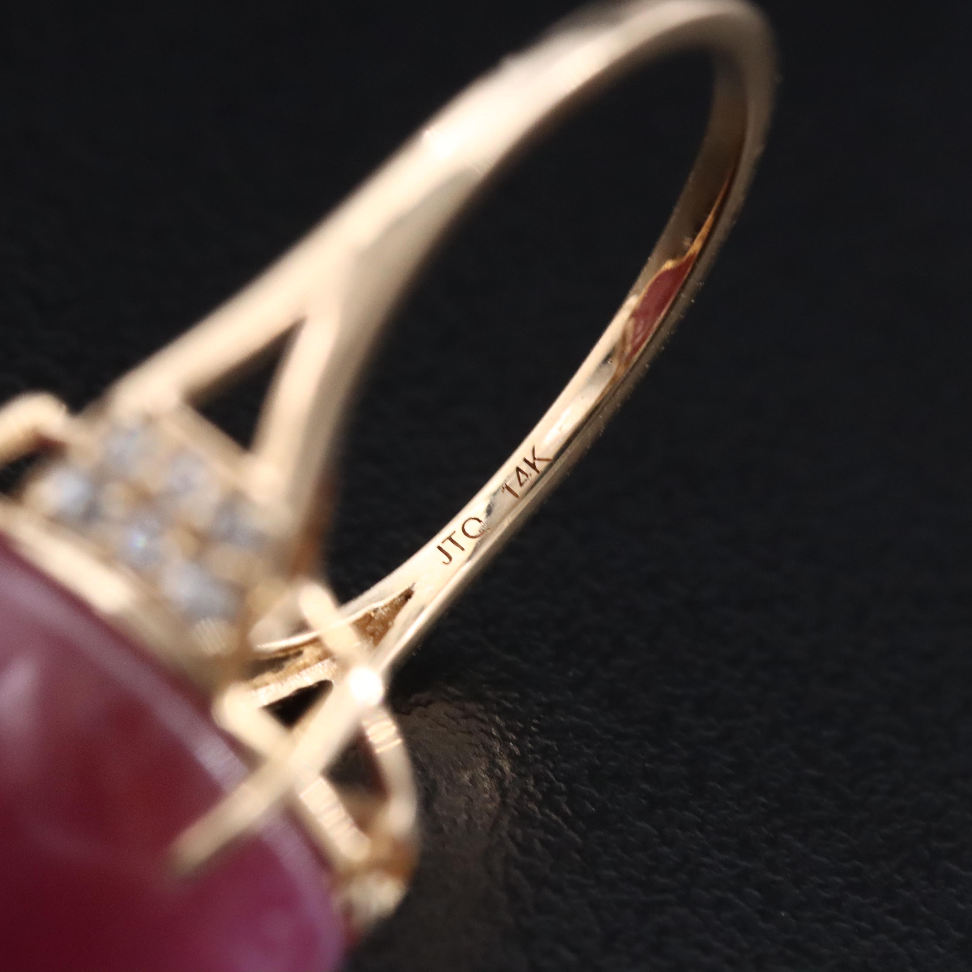 14K 16.09 CT Ruby and White Sapphire Ring