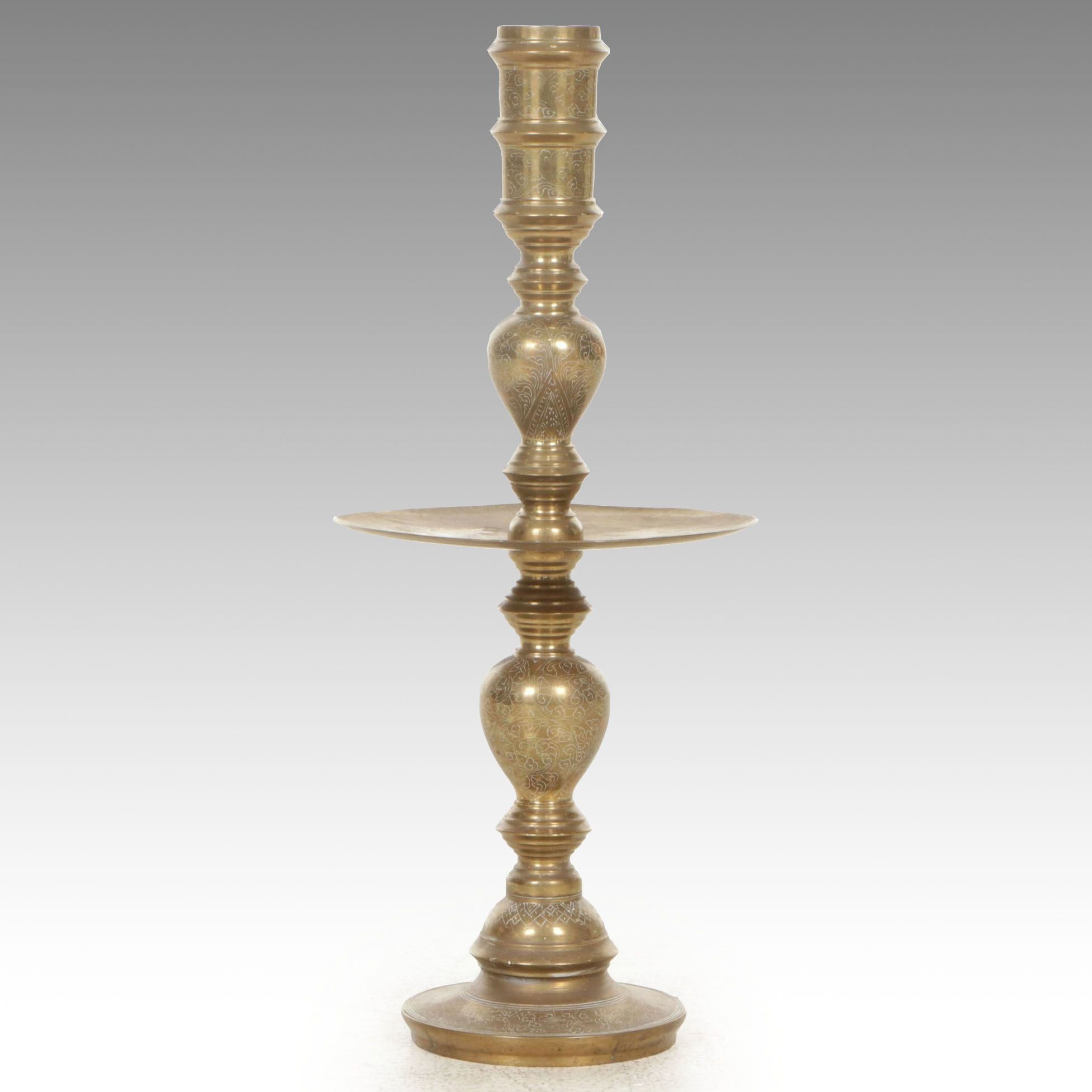 Moroccan Style Etched Brass Pillar Candle Holder