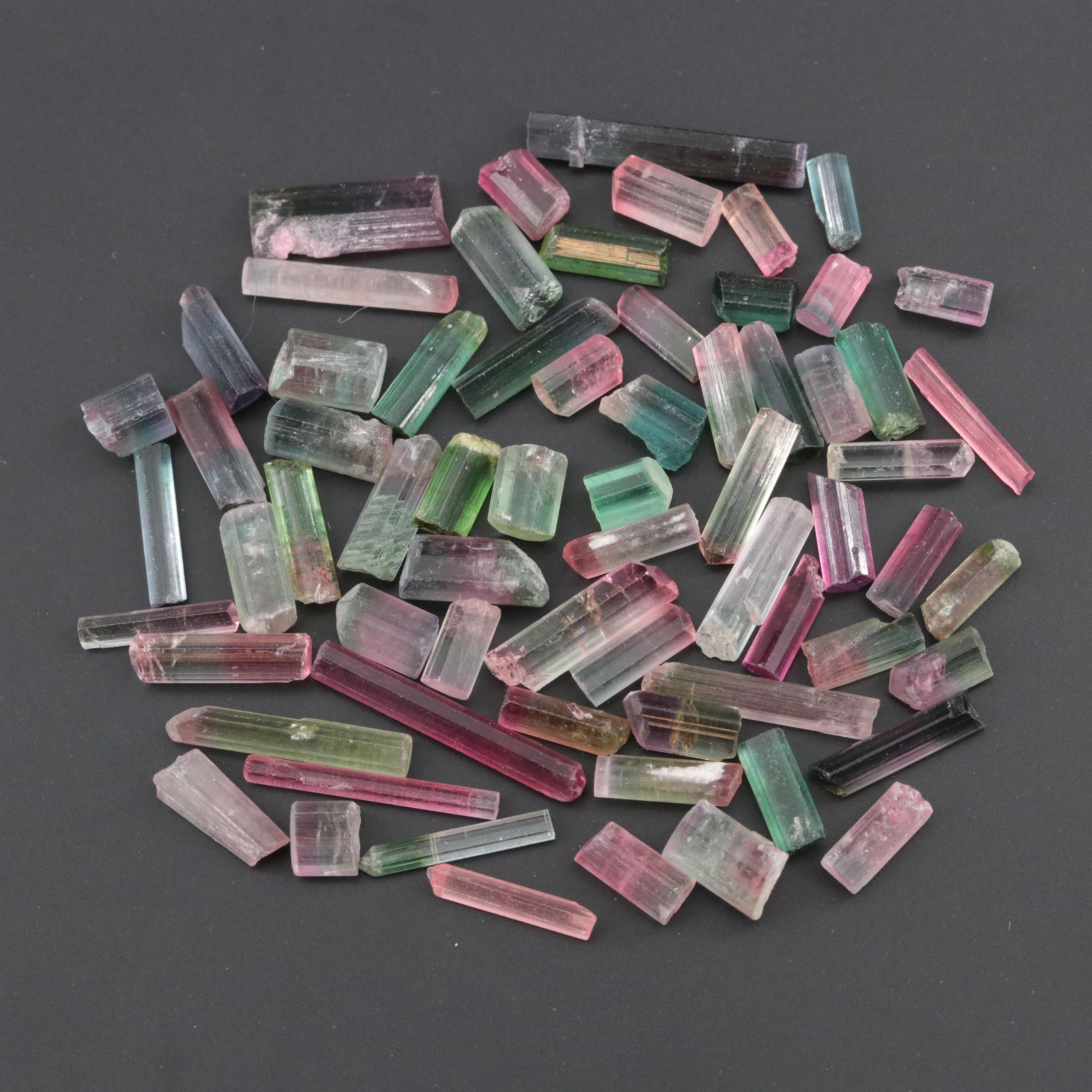Loose 76.76 CTW Bi-Color Tourmaline Rough Lot
