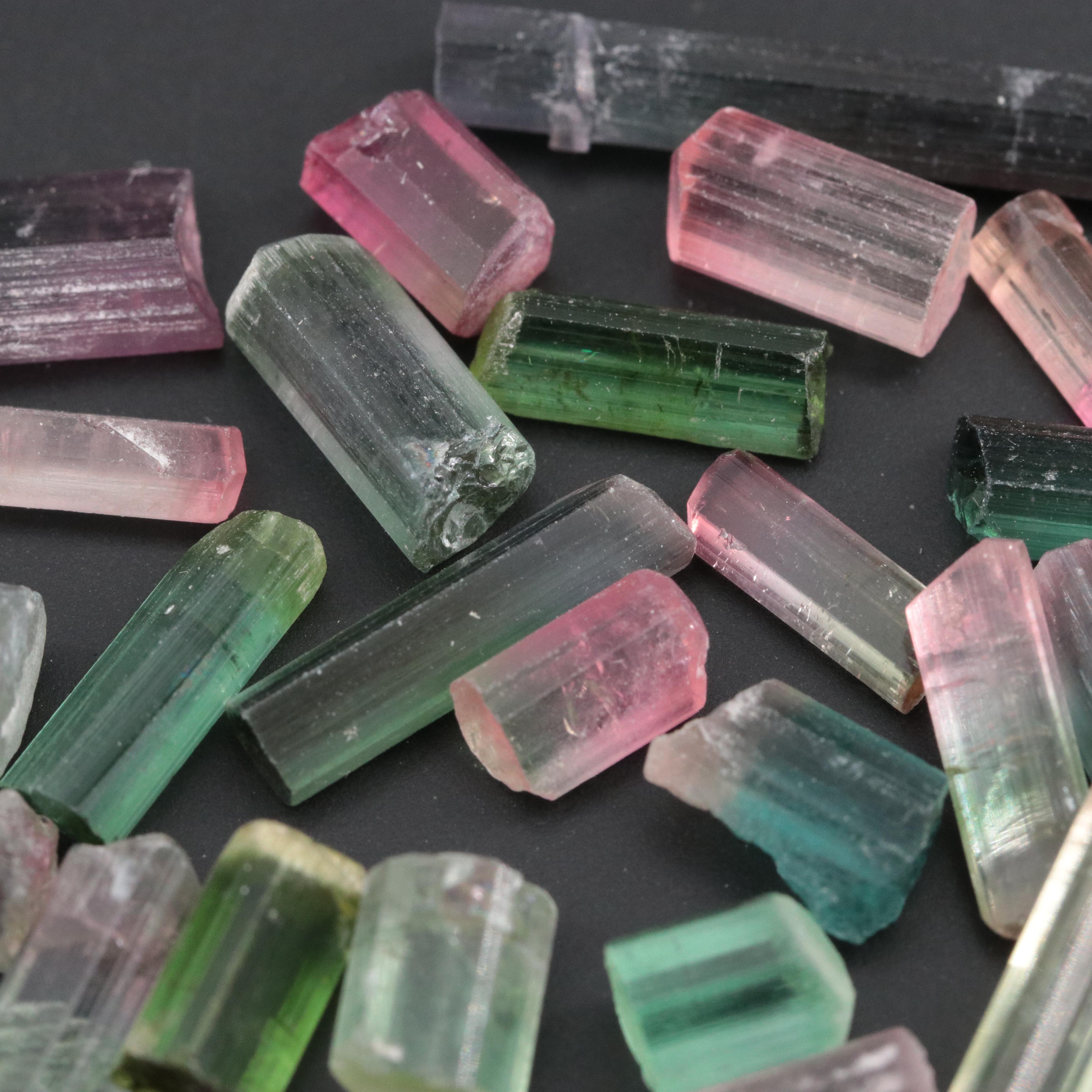 Loose 76.76 CTW Bi-Color Tourmaline Rough Lot