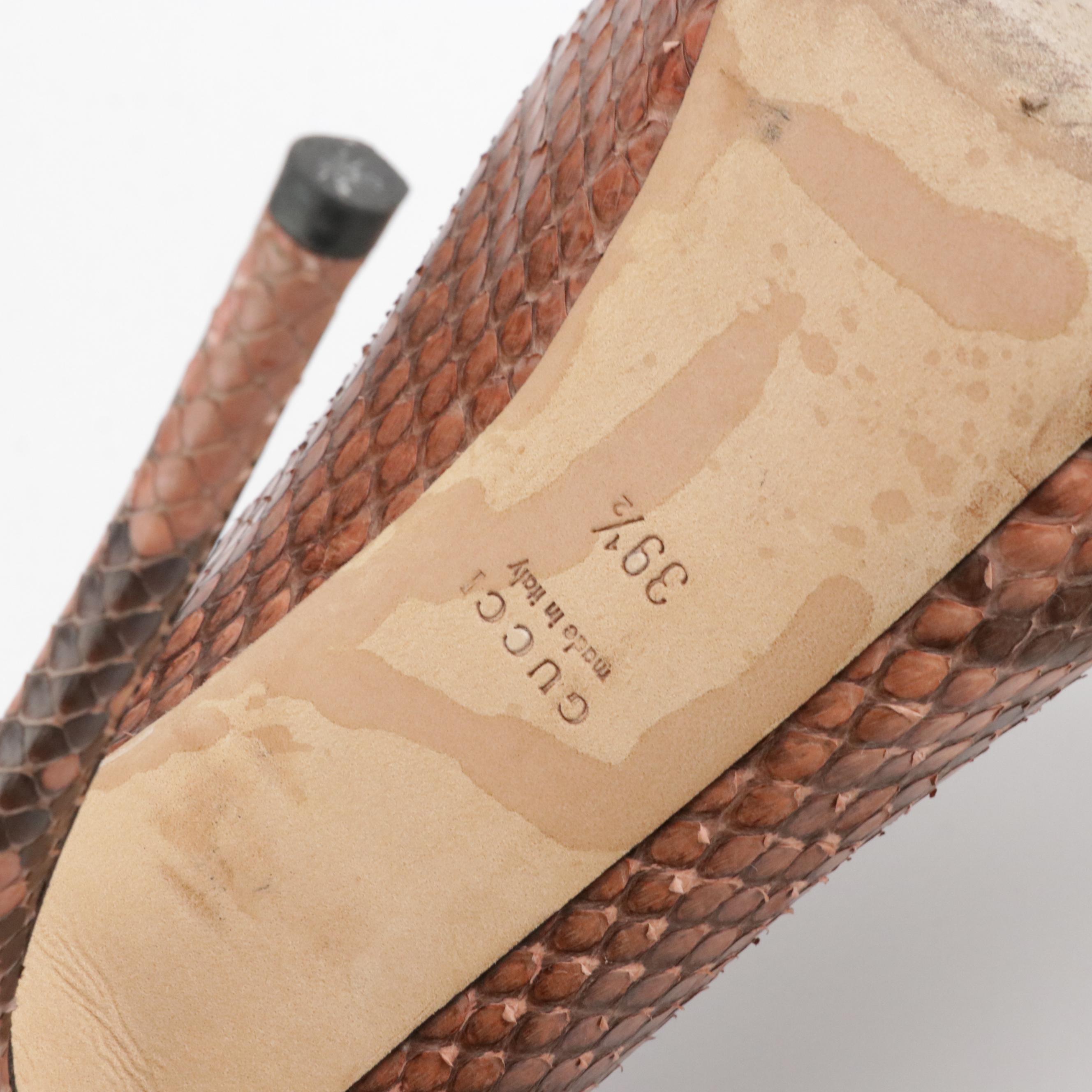 Gucci Python Leather Platform Peep-Toe Pumps