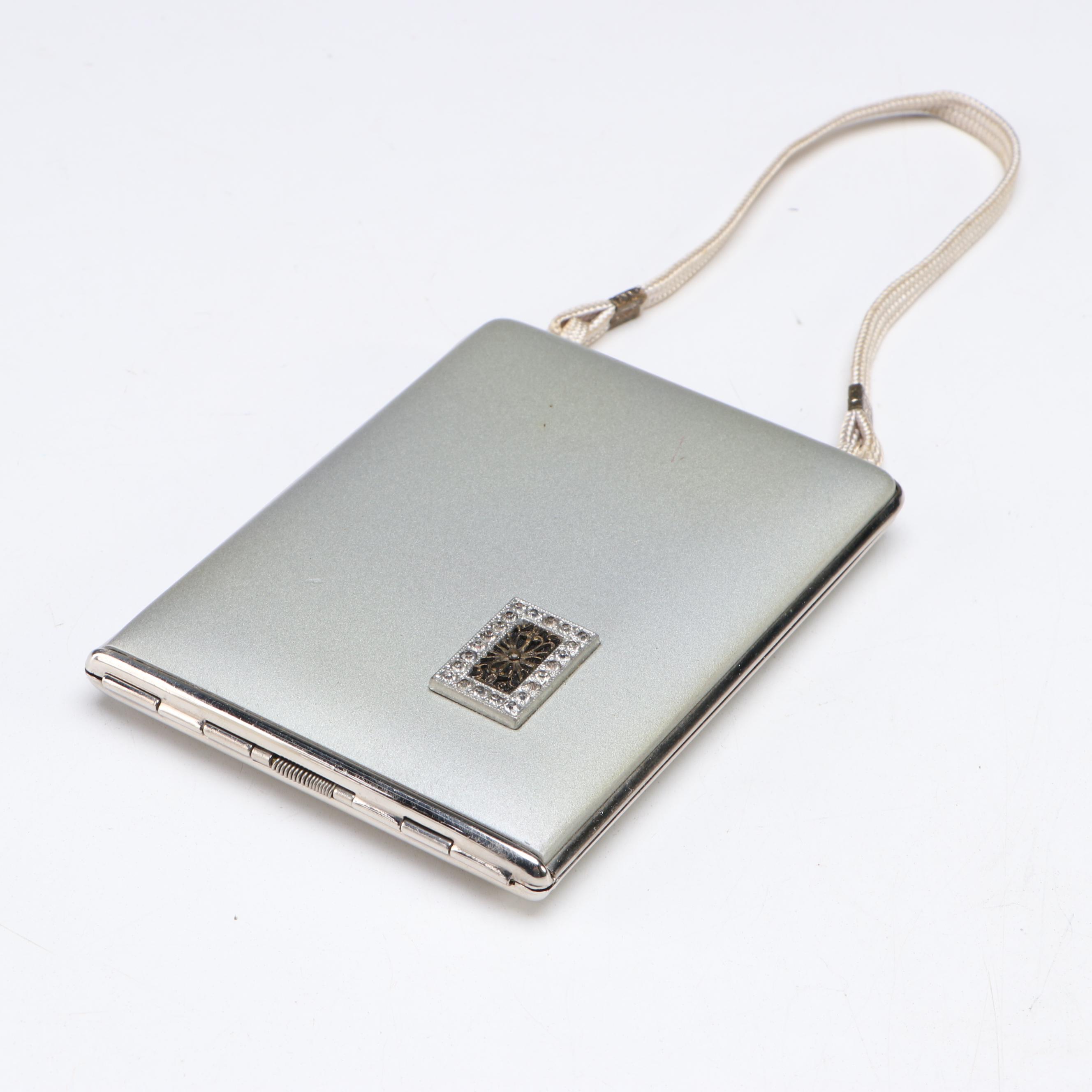 Mondaine Compact with Faux Tortoise Cigarette Case, Mid-20th Century