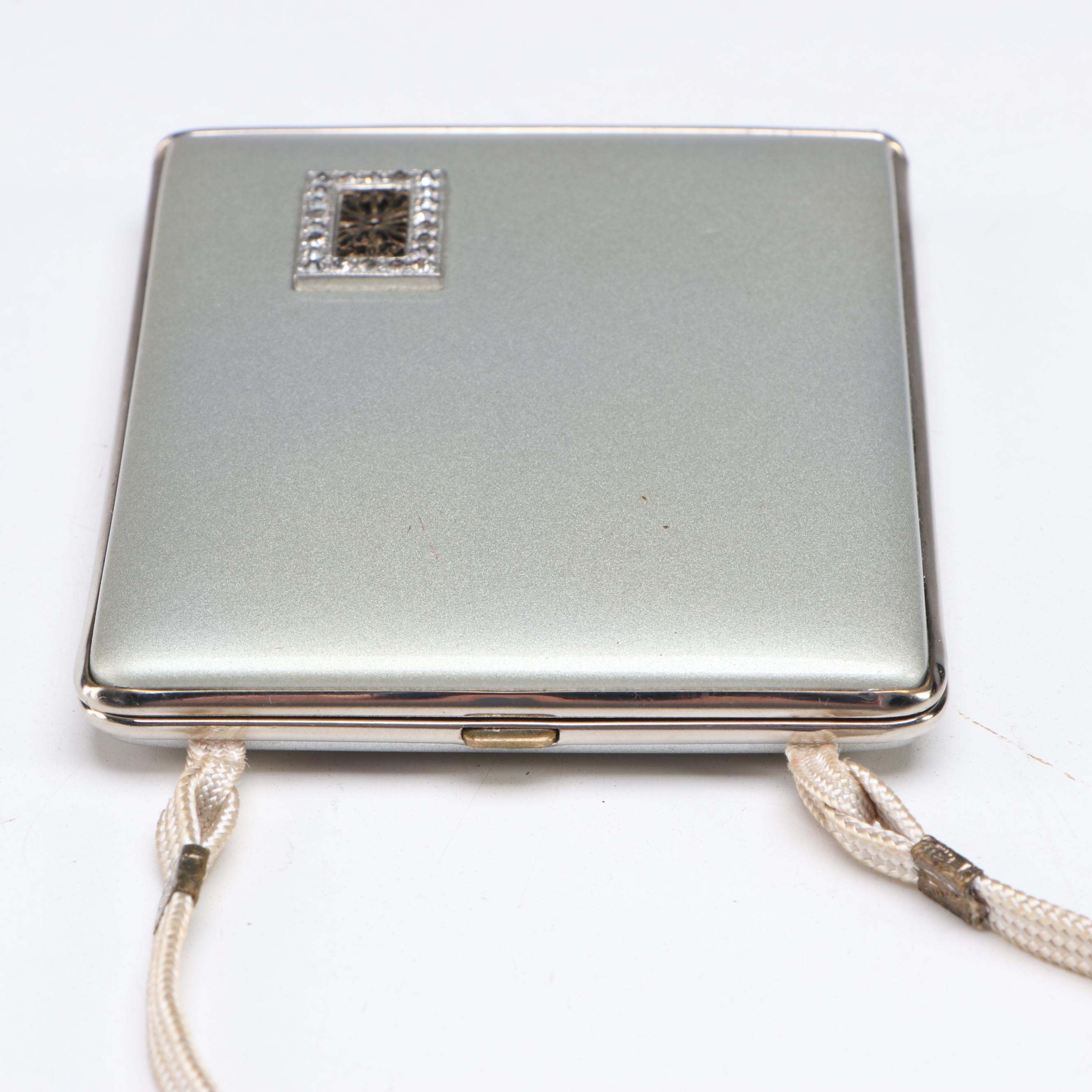 Mondaine Compact with Faux Tortoise Cigarette Case, Mid-20th Century