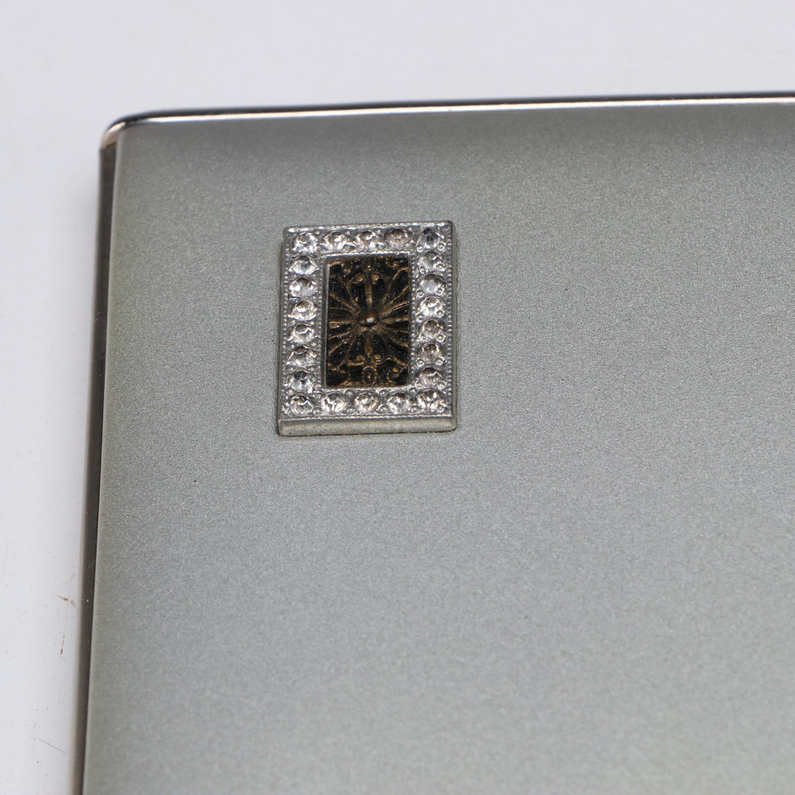 Mondaine Compact with Faux Tortoise Cigarette Case, Mid-20th Century