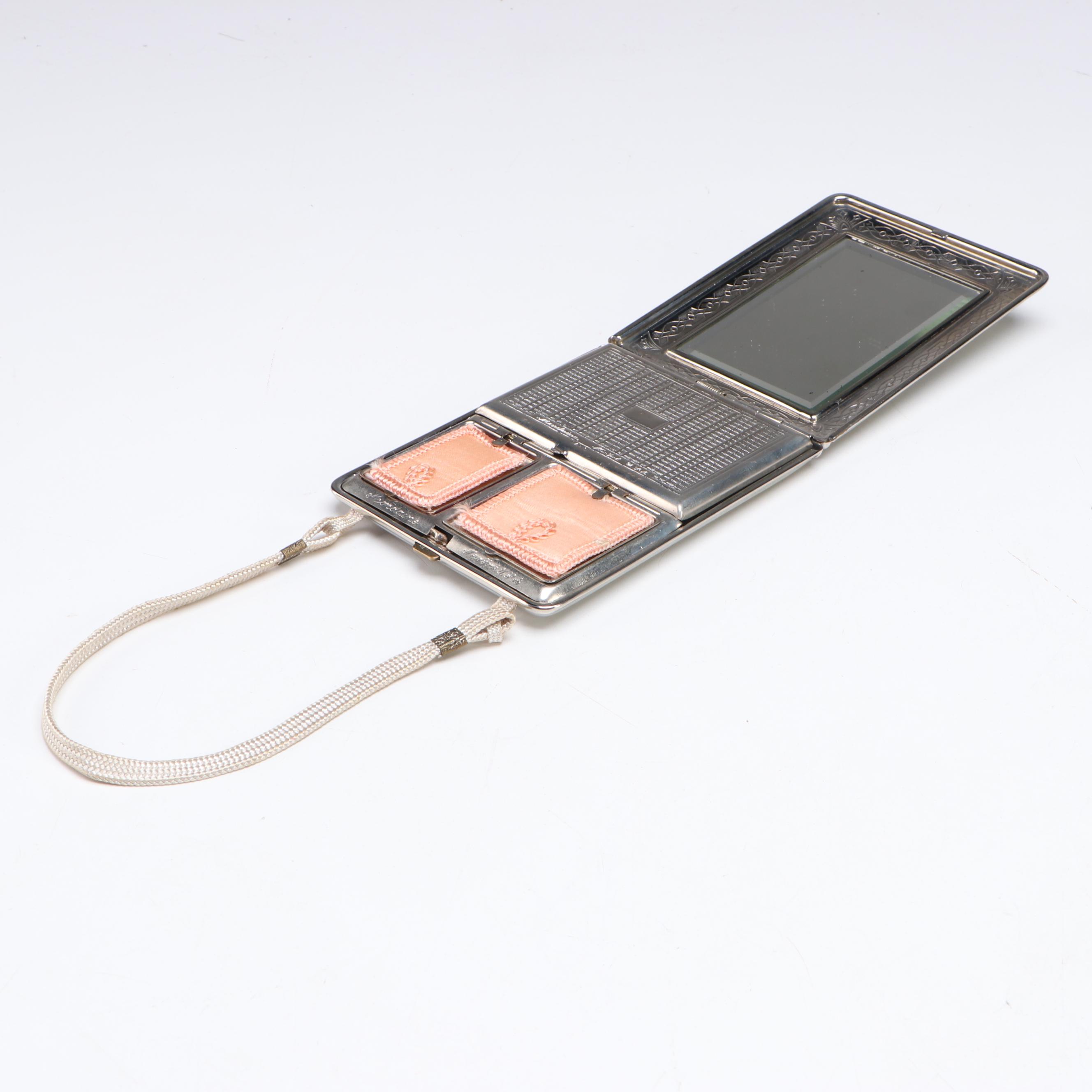 Mondaine Compact with Faux Tortoise Cigarette Case, Mid-20th Century