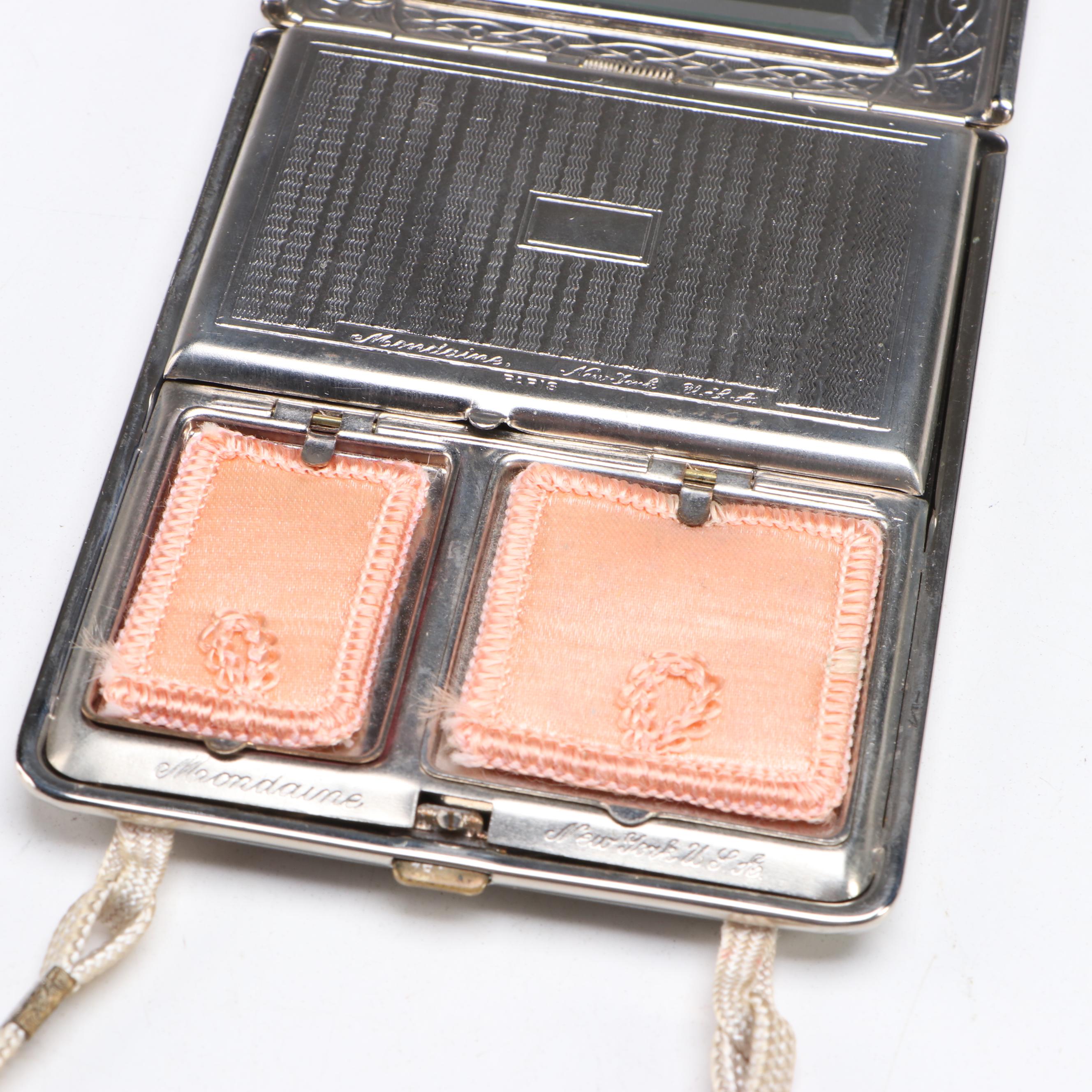 Mondaine Compact with Faux Tortoise Cigarette Case, Mid-20th Century