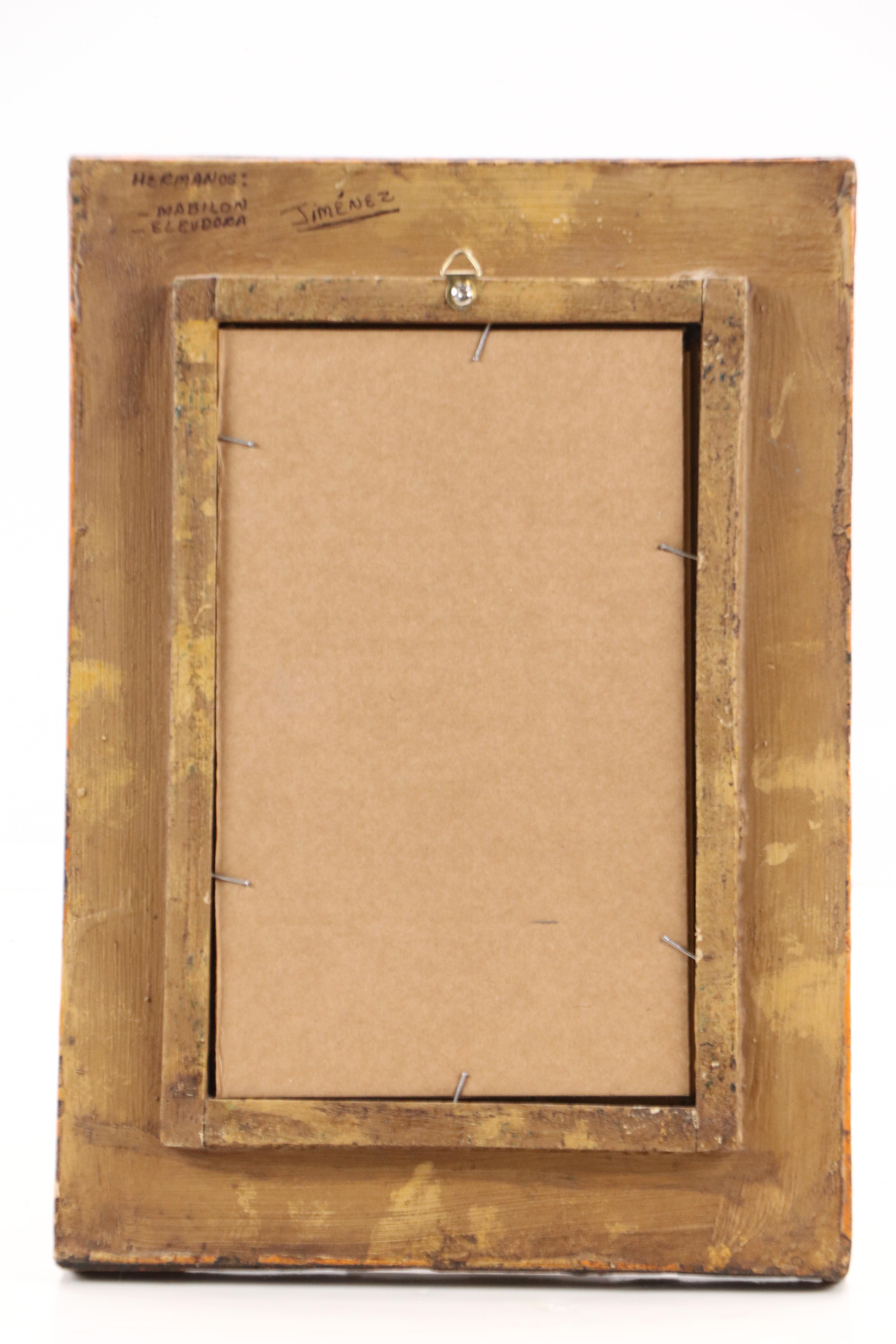 Eleudora & Mabilon Jimenez Peruvian Folk Art Retablo Mirror with Figurines