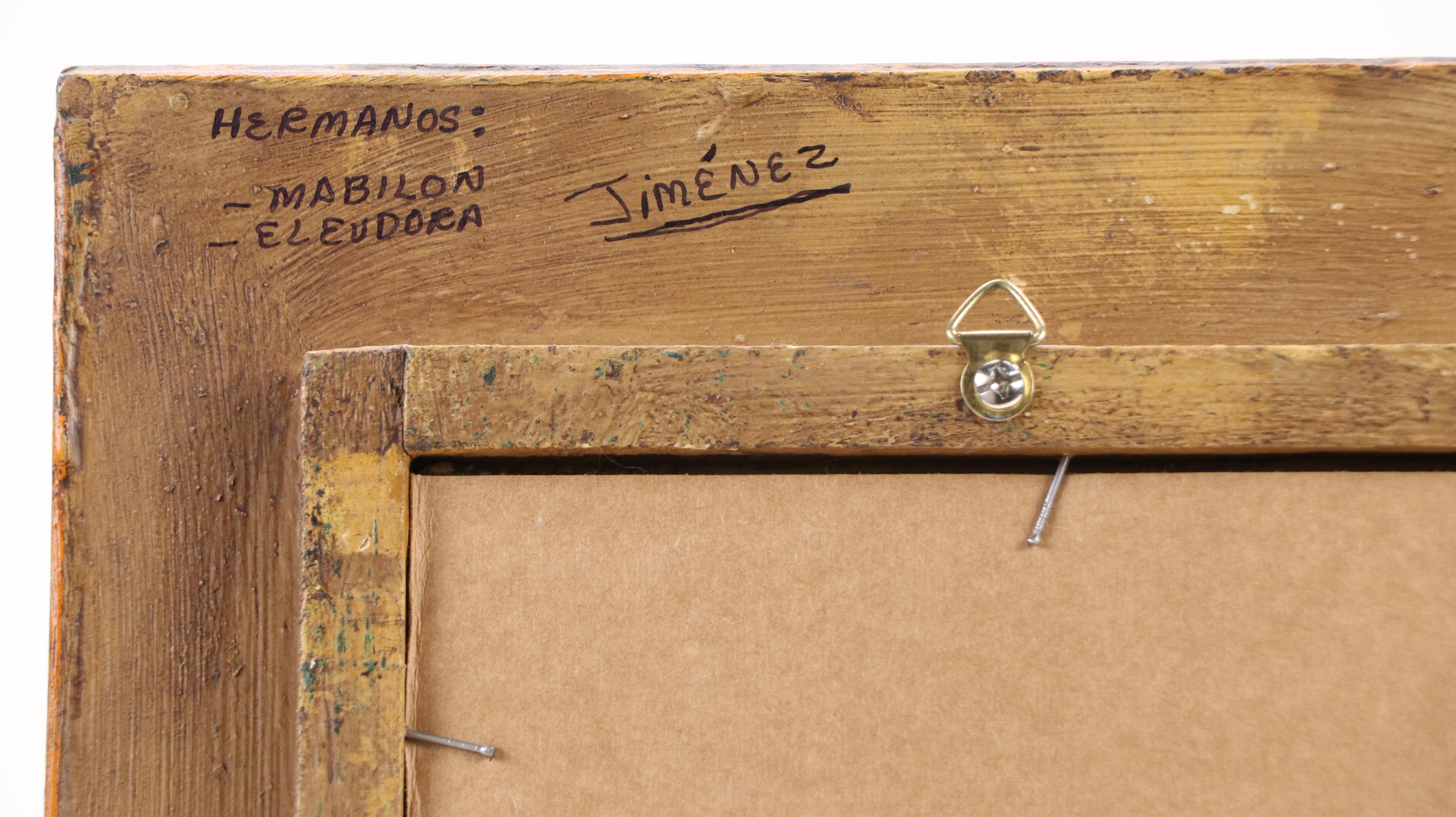 Eleudora & Mabilon Jimenez Peruvian Folk Art Retablo Mirror with Figurines