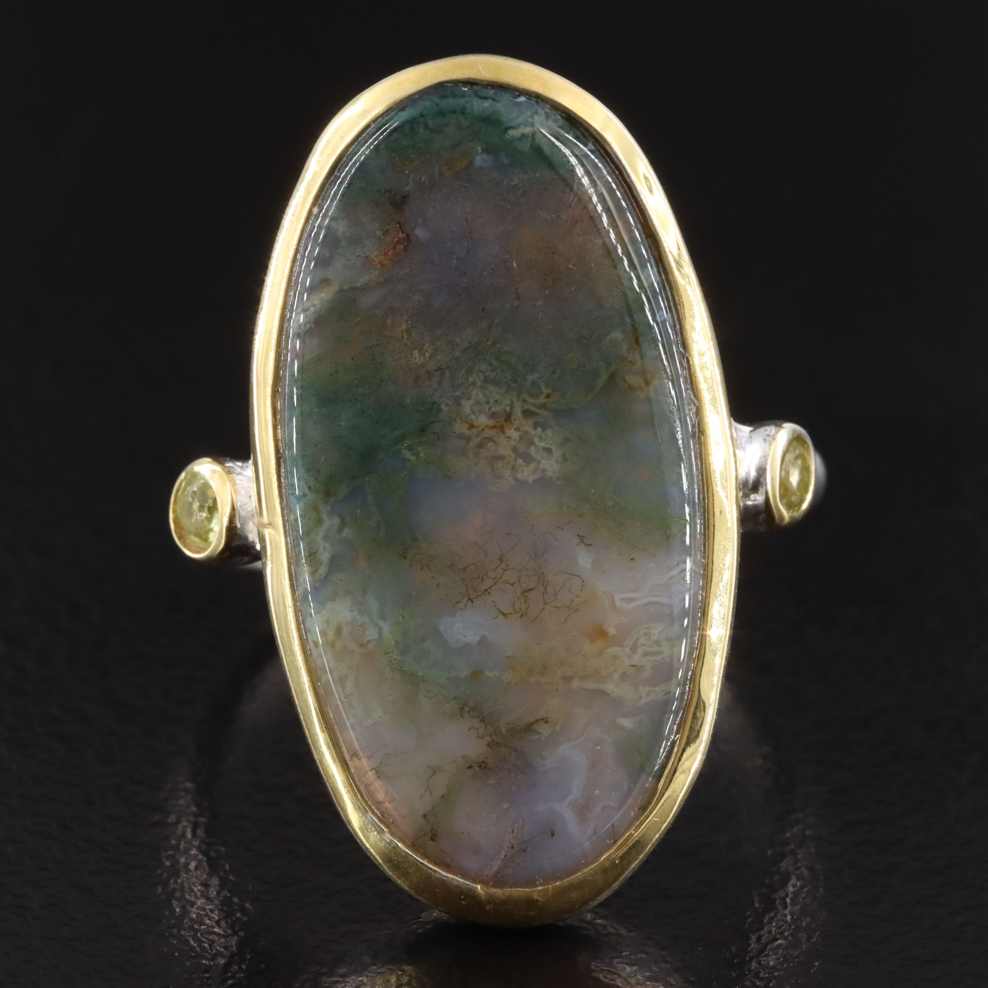 Sterling Moss Agate Ring