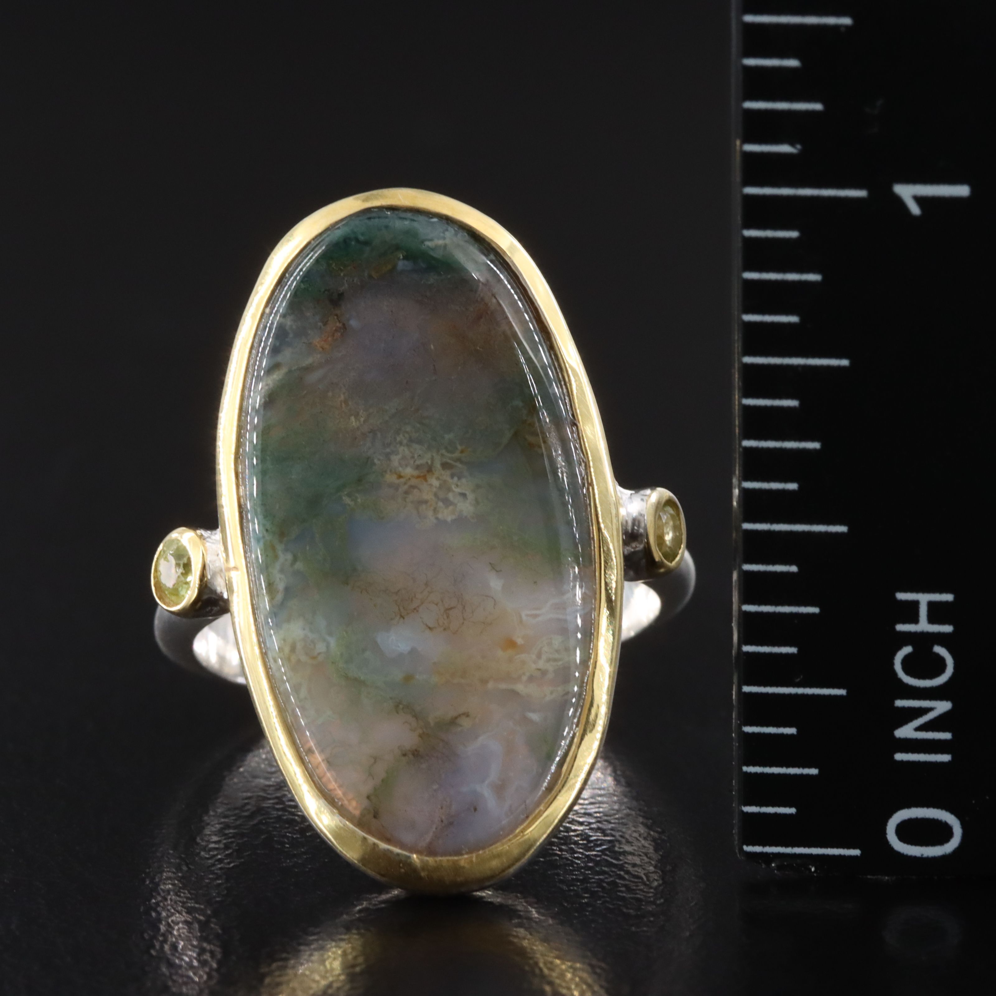 Sterling Moss Agate Ring