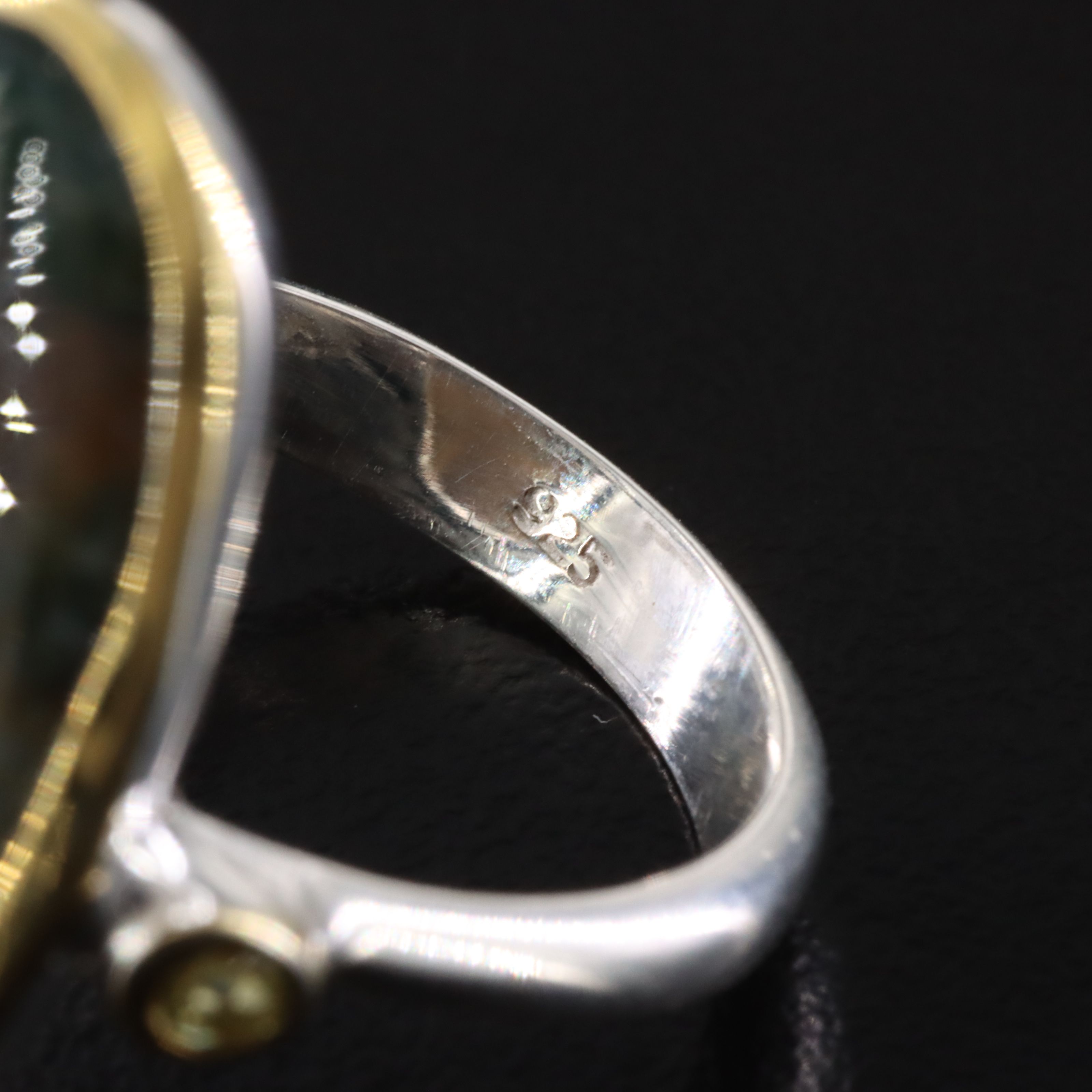 Sterling Moss Agate Ring