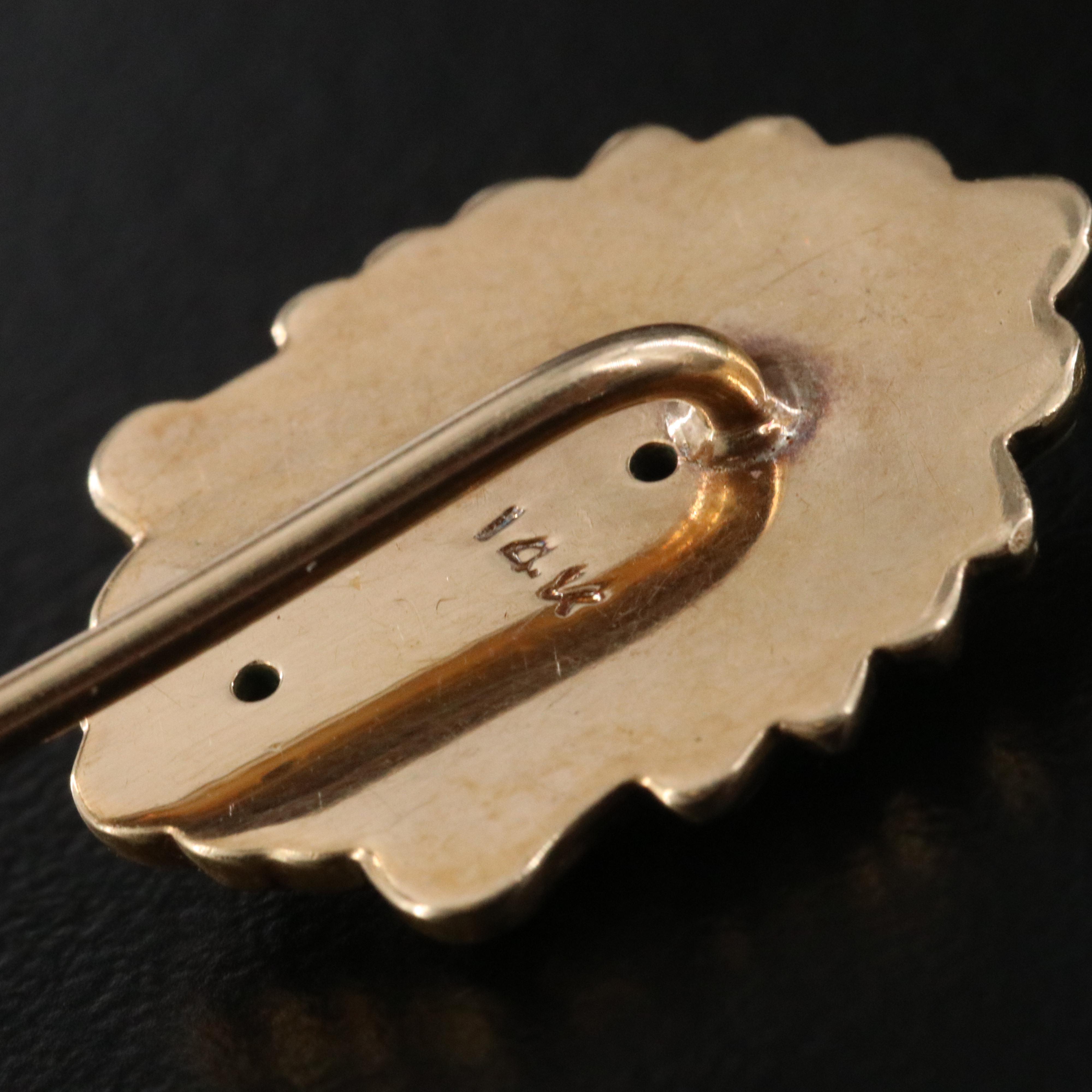 Antique 14K Diamond Enamel Indian Chief Stick Pendant