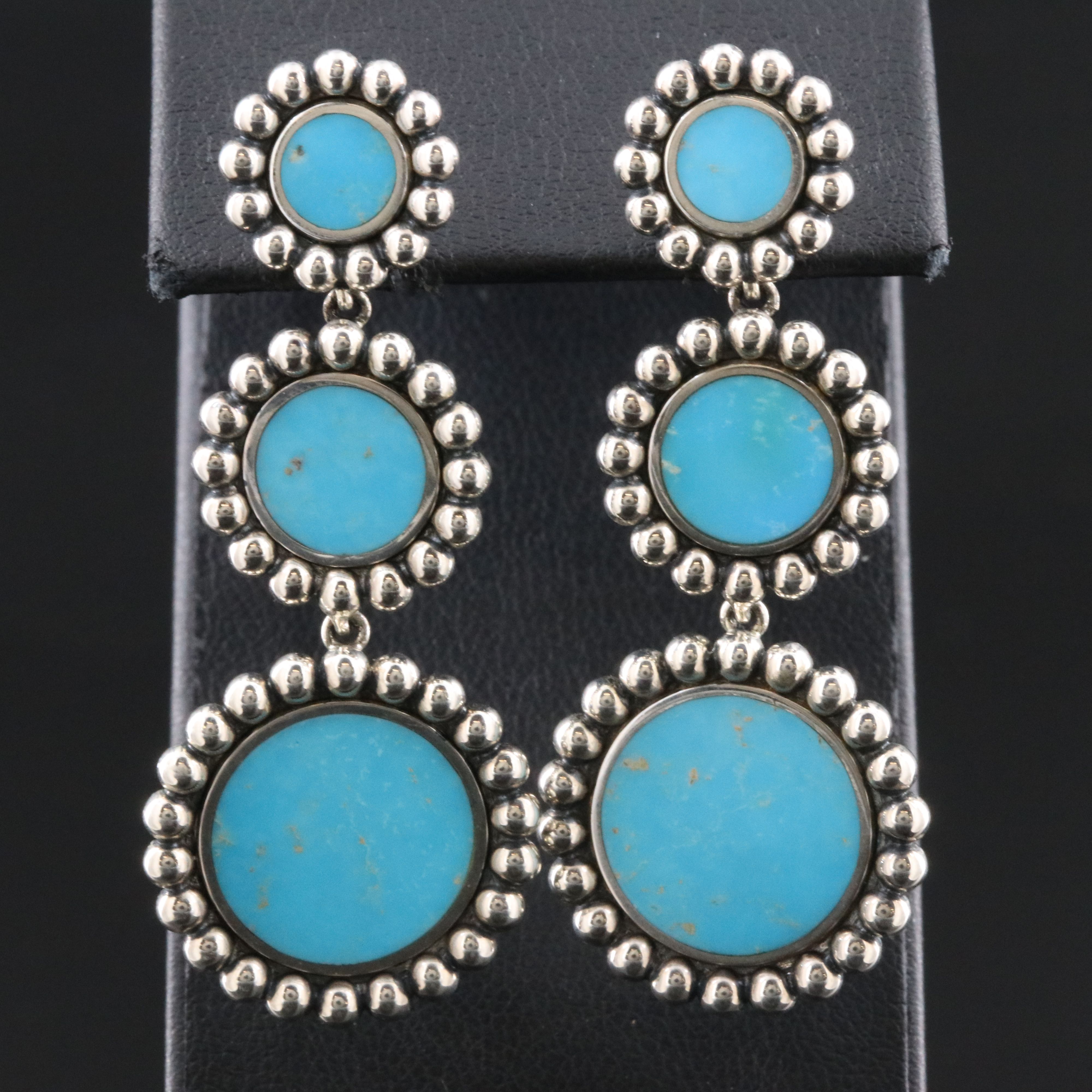 Lagos Maya Sterling and Turquoise Circle Drop Earrings