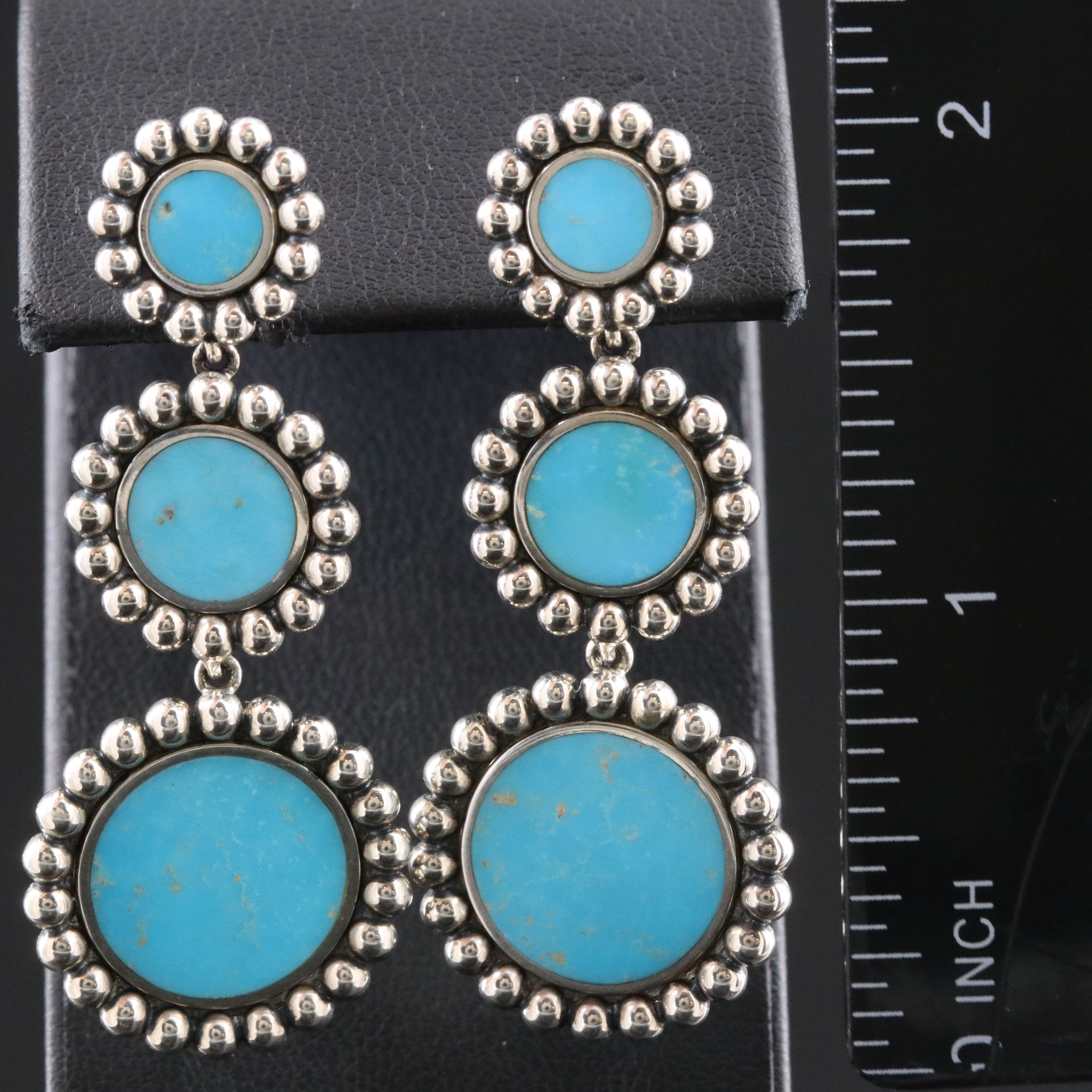 Lagos Maya Sterling and Turquoise Circle Drop Earrings