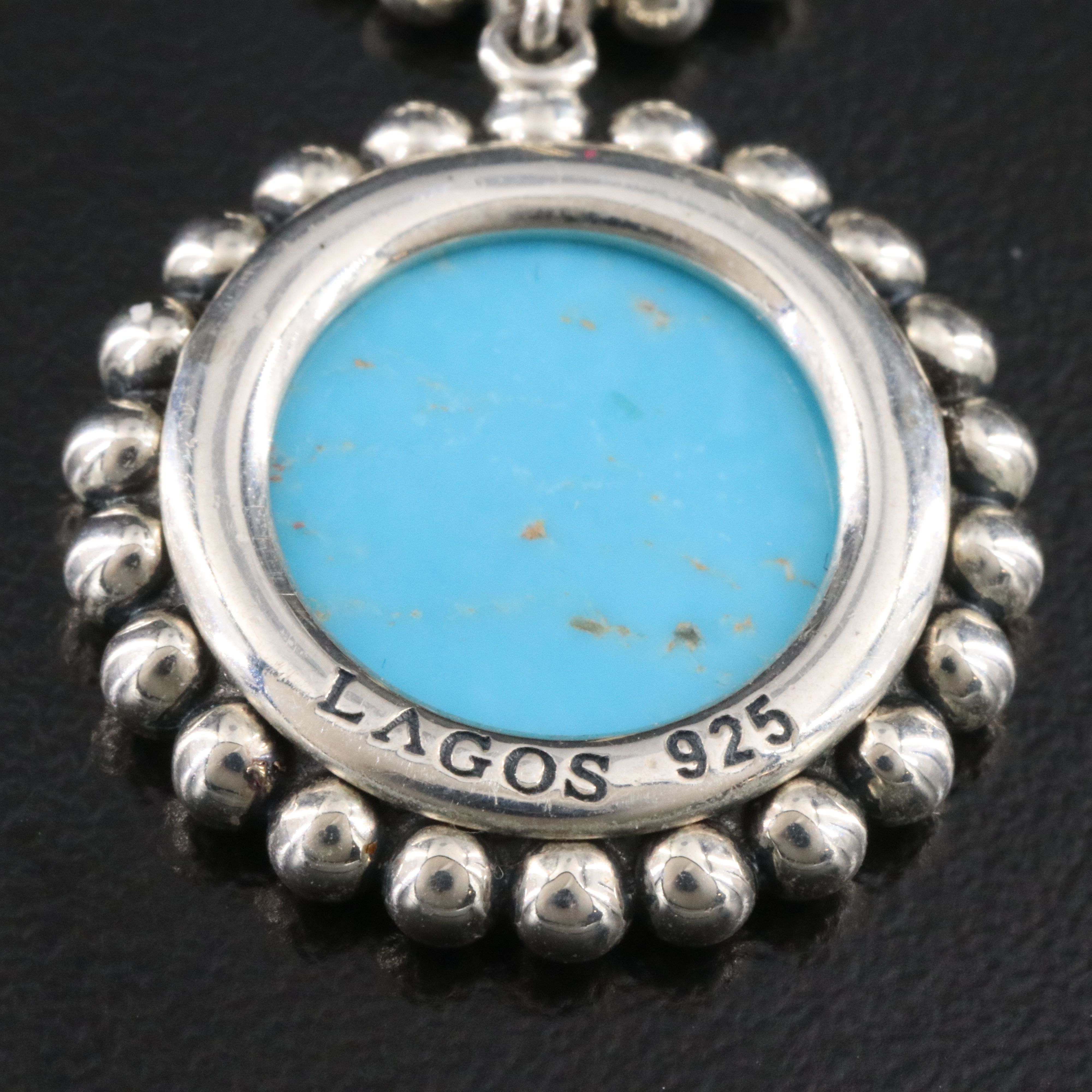 Lagos Maya Sterling and Turquoise Circle Drop Earrings