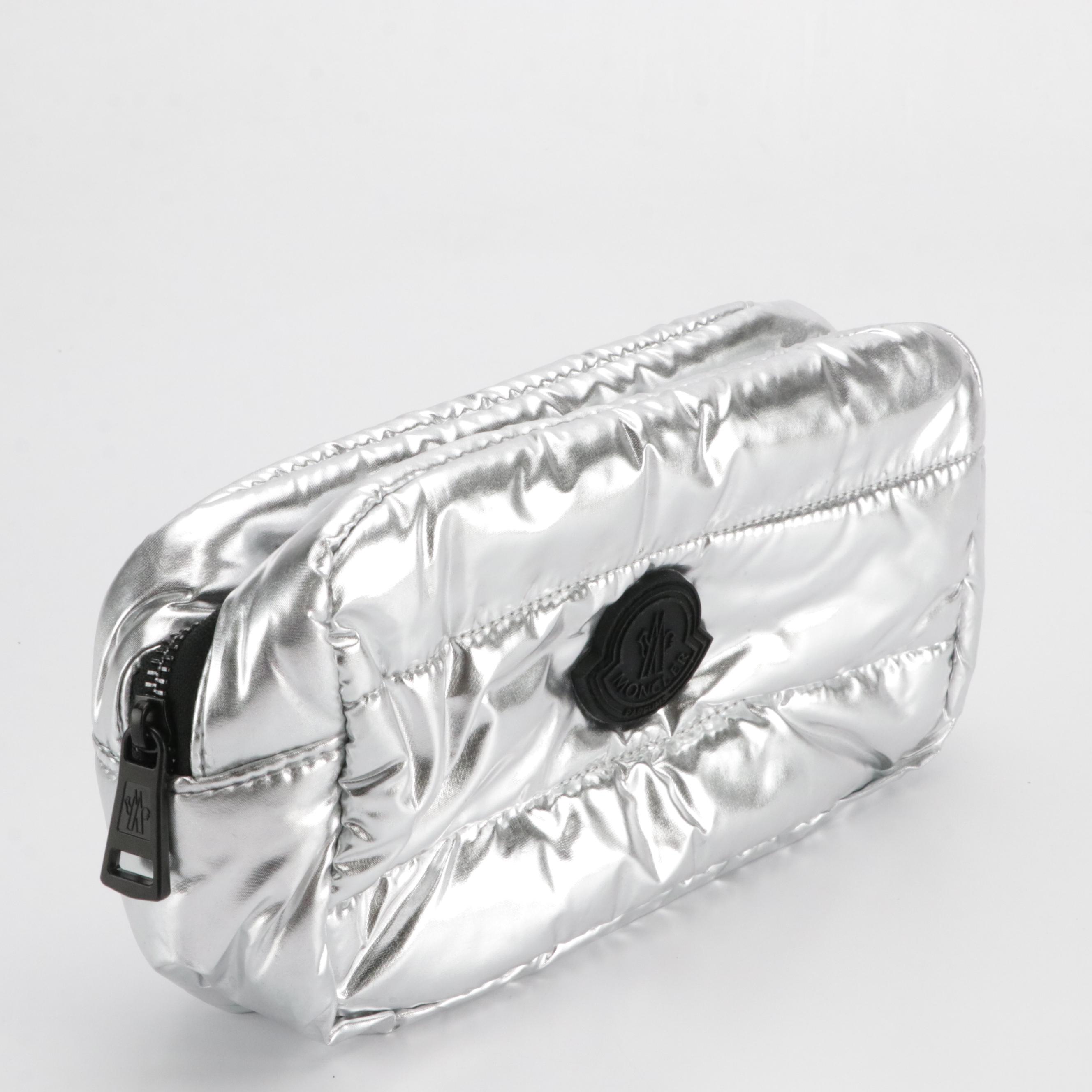 Moncler Parfums Promotional Silver Metallic Quilted Toiletry Pouch