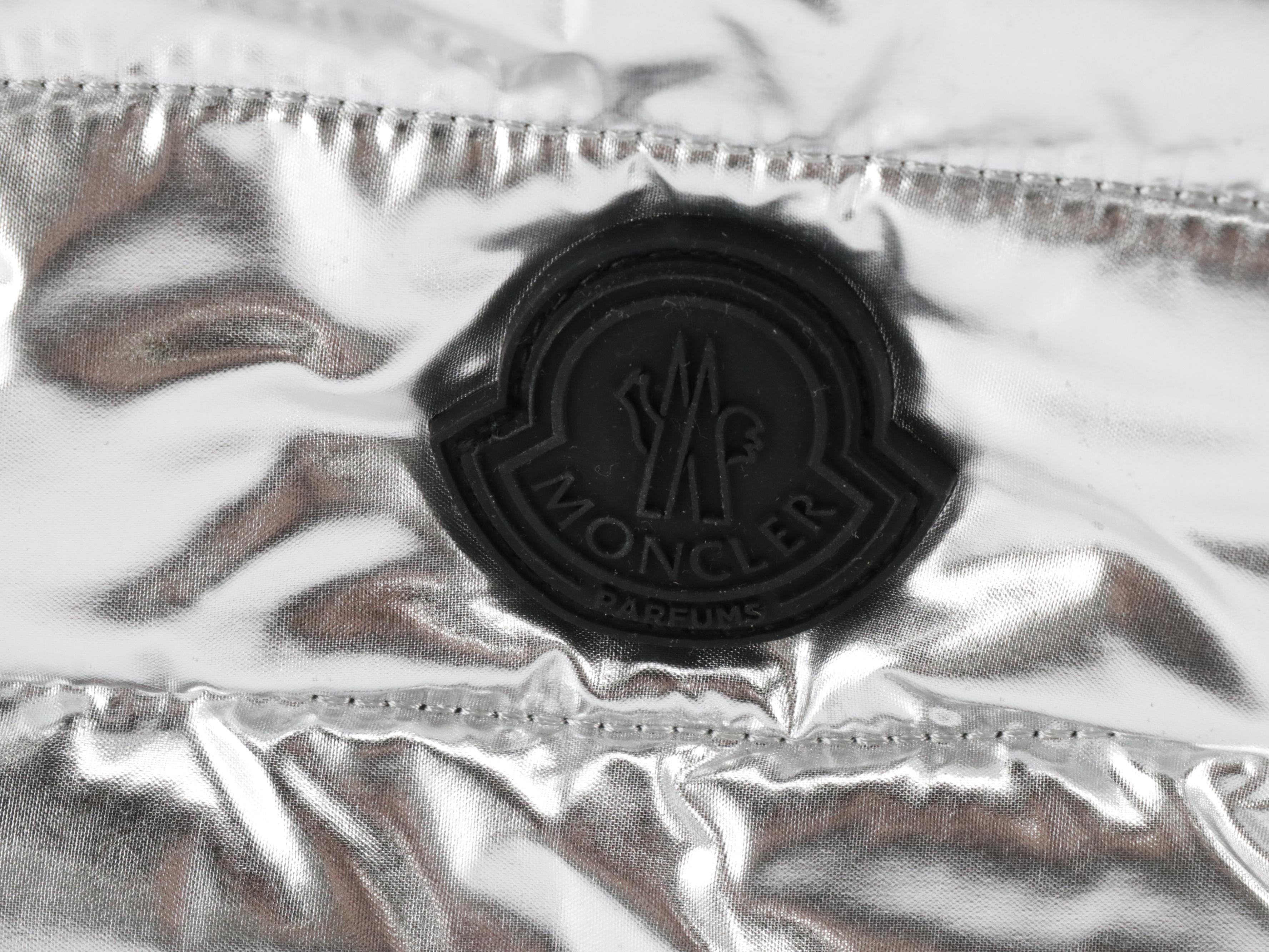 Moncler Parfums Promotional Silver Metallic Quilted Toiletry Pouch