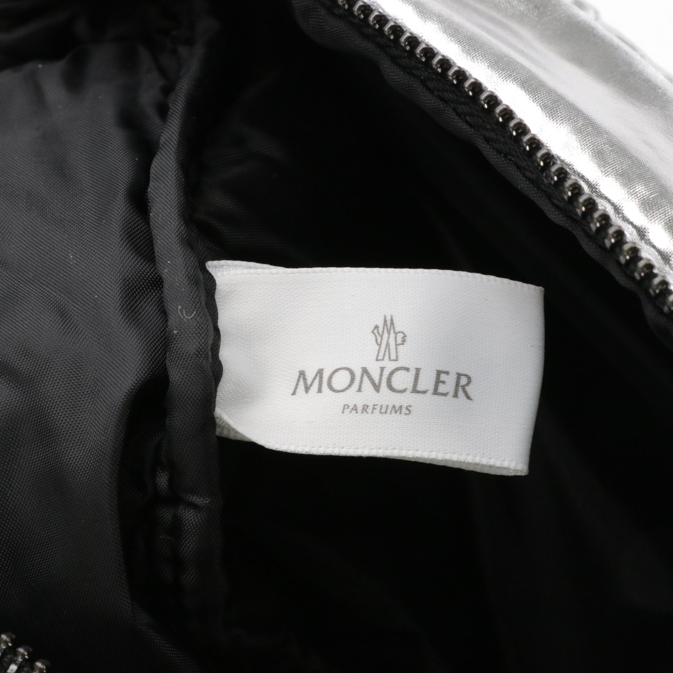 Moncler Parfums Promotional Silver Metallic Quilted Toiletry Pouch