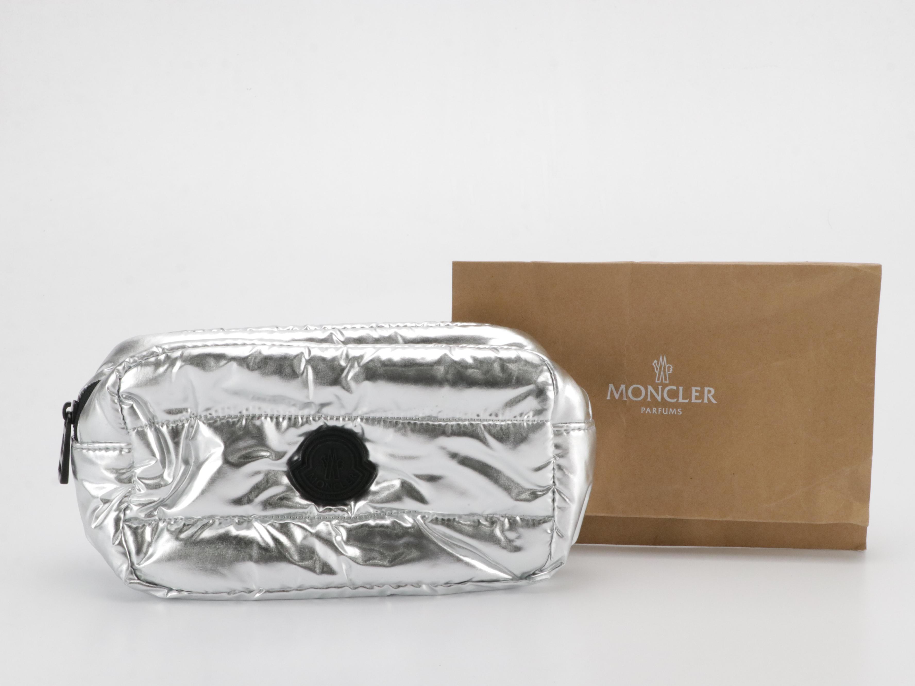 Moncler Parfums Promotional Silver Metallic Quilted Toiletry Pouch