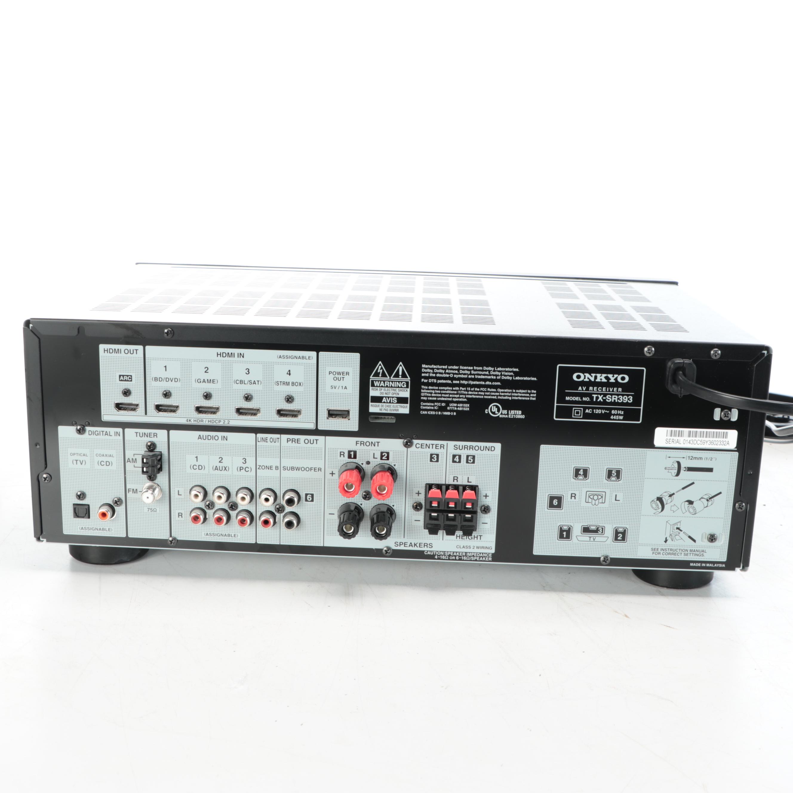 Onkyo TX-SR393 A/V Receiver