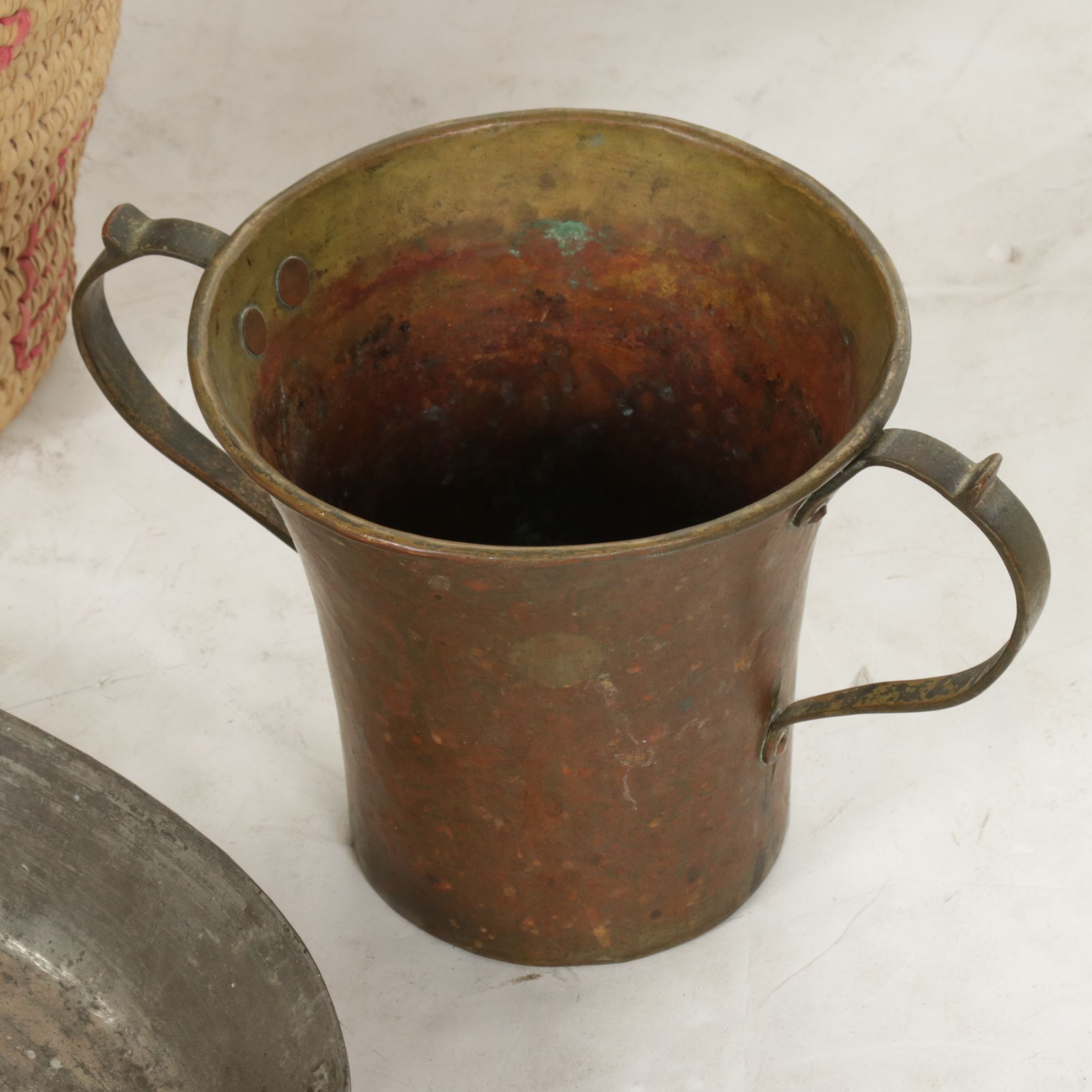 Woven Rattan Baskets, Copper Skillet & More