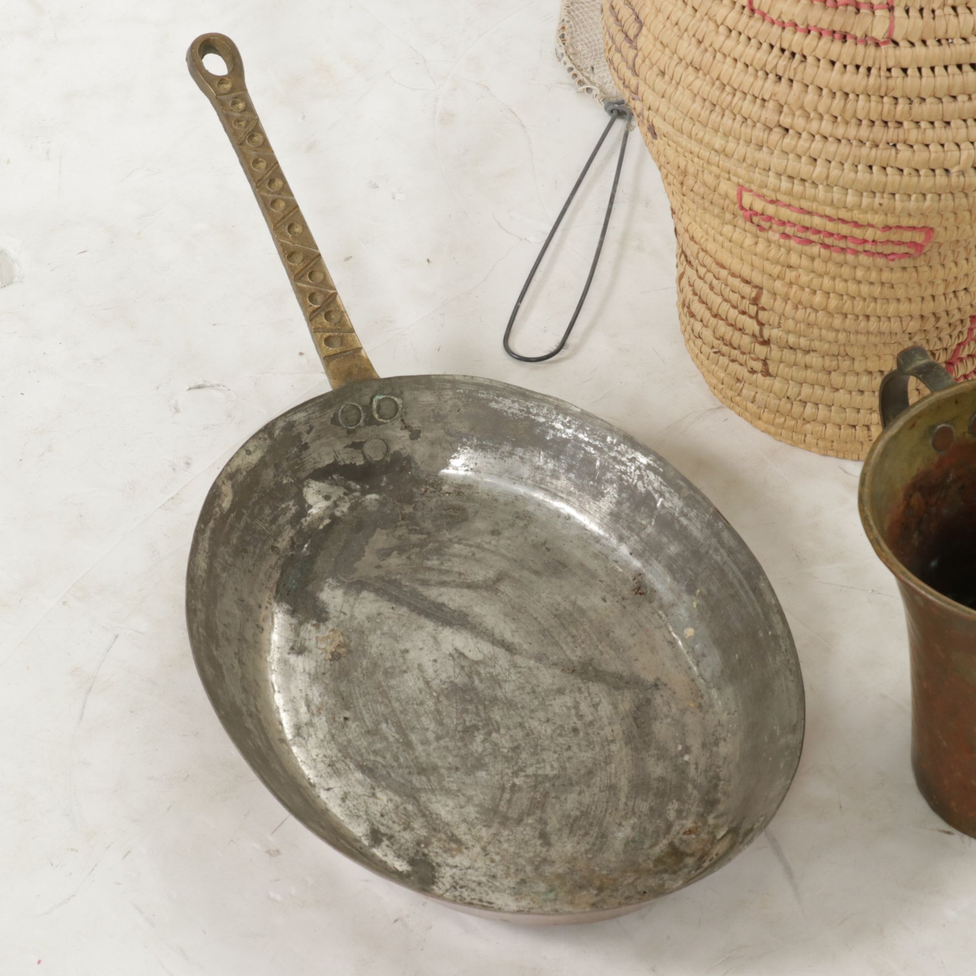 Woven Rattan Baskets, Copper Skillet & More