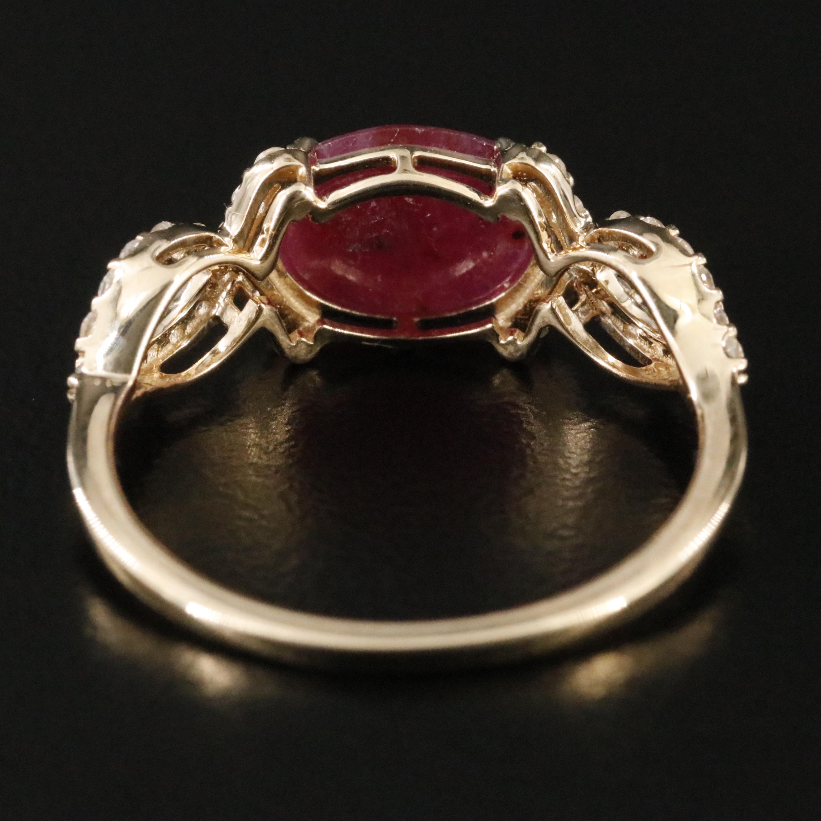 14K Filled Corundum and White Sapphire Ring