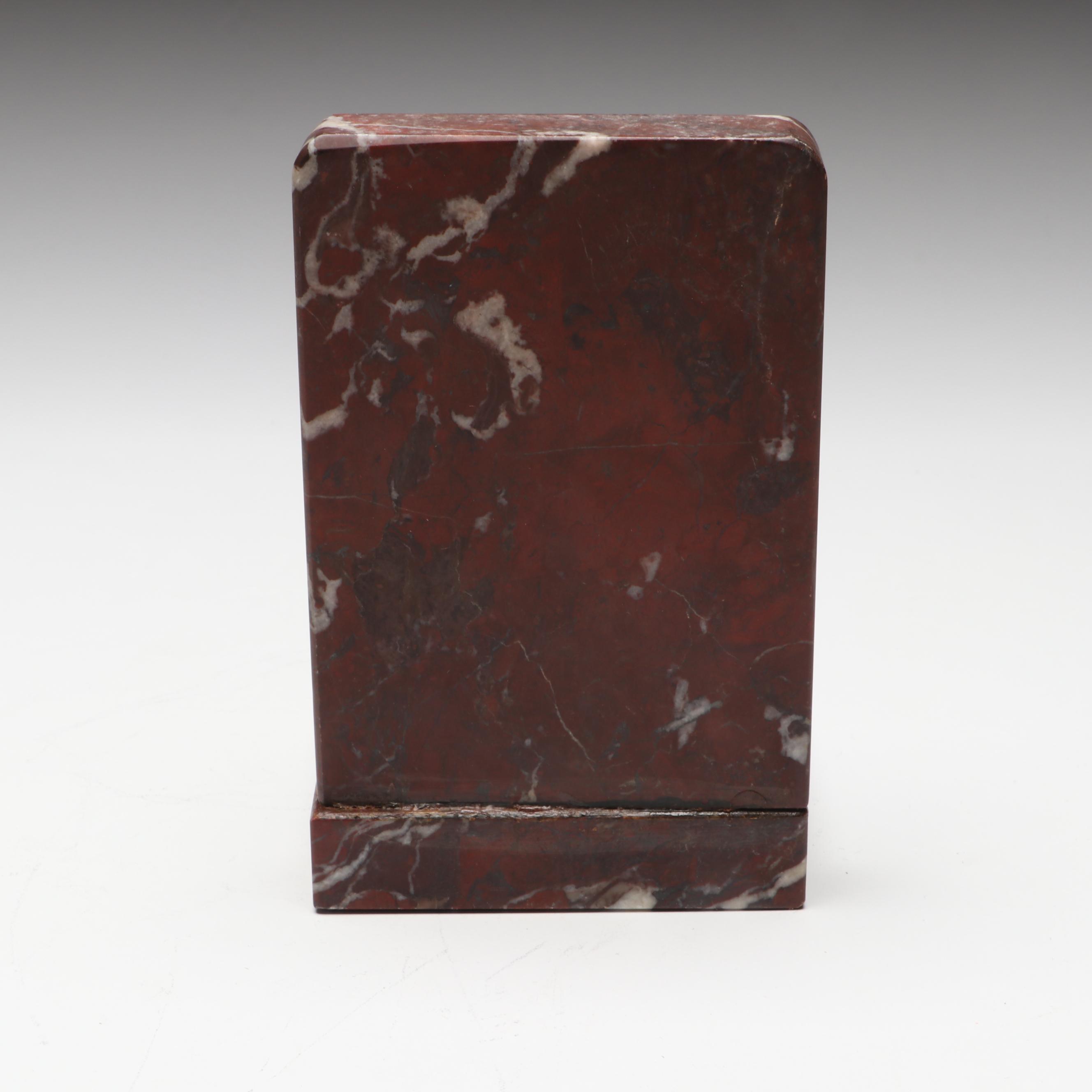 Bronzed Metal Scottie Dog on Marble Bookend