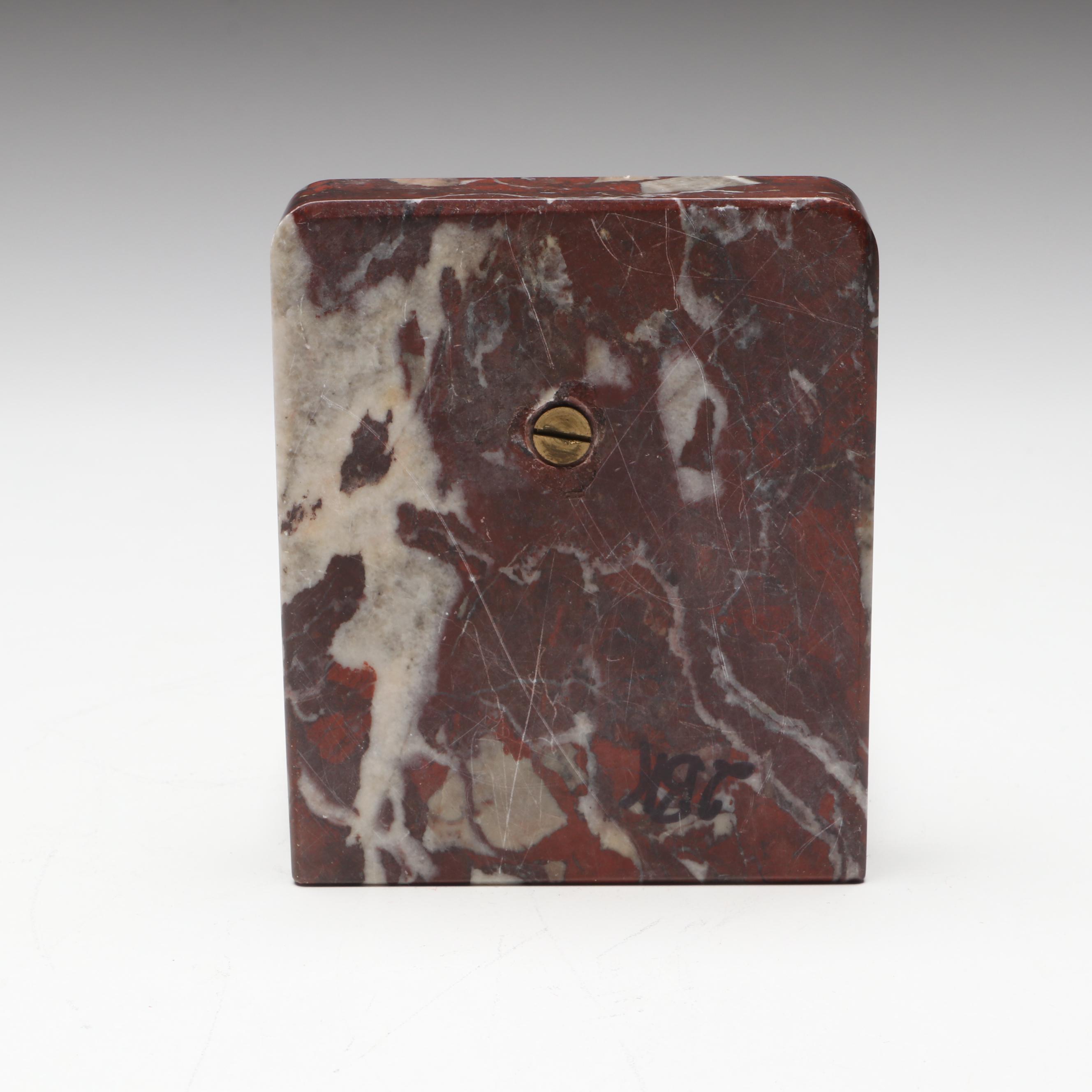 Bronzed Metal Scottie Dog on Marble Bookend