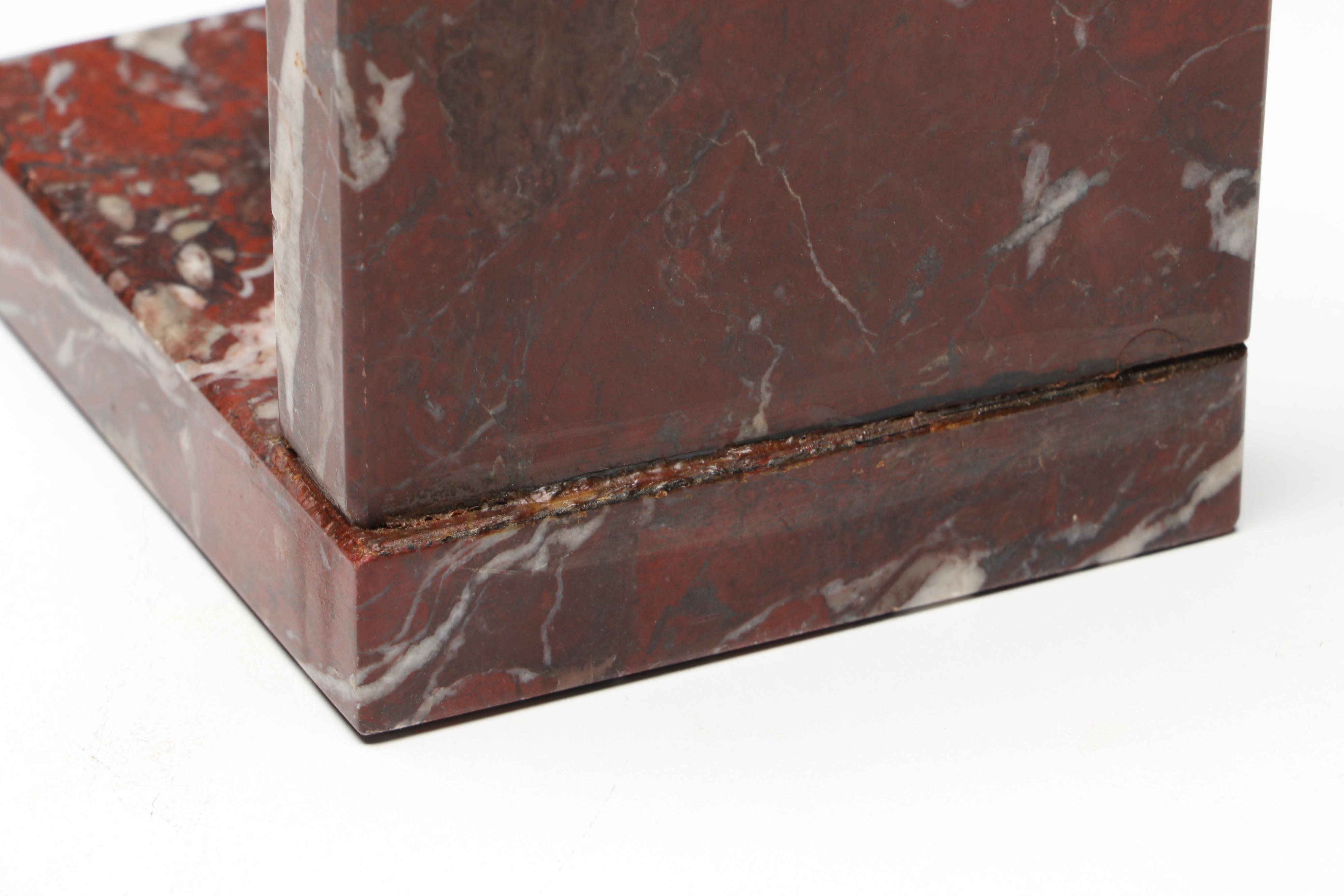 Bronzed Metal Scottie Dog on Marble Bookend