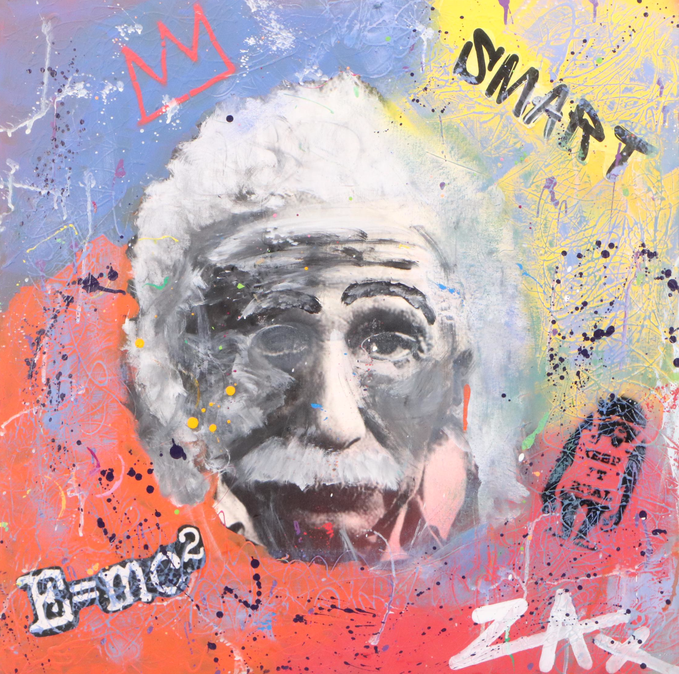 E.M. Zax Mixed Media Abstract Composition of Albert Einstein