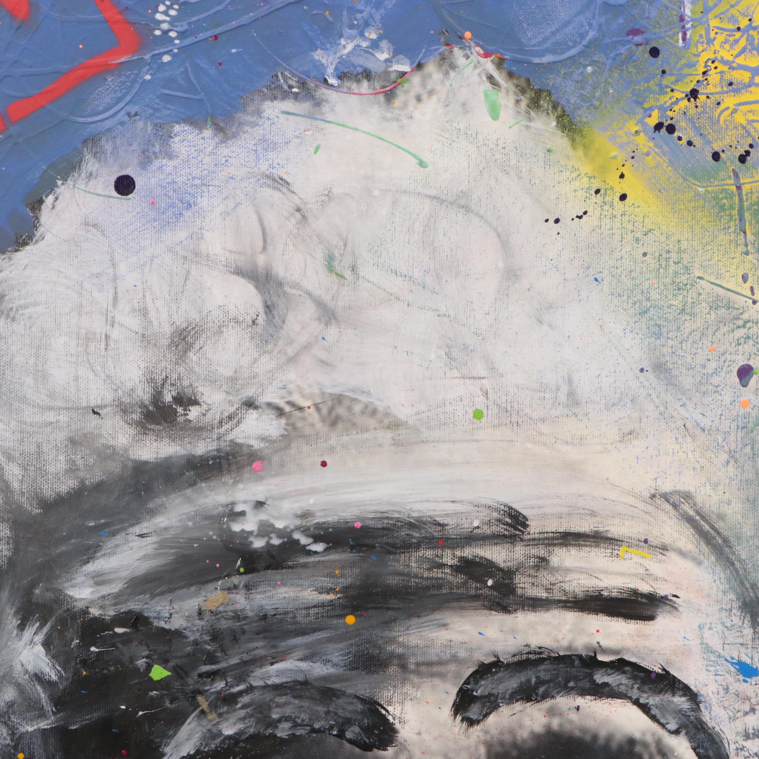 E.M. Zax Mixed Media Abstract Composition of Albert Einstein