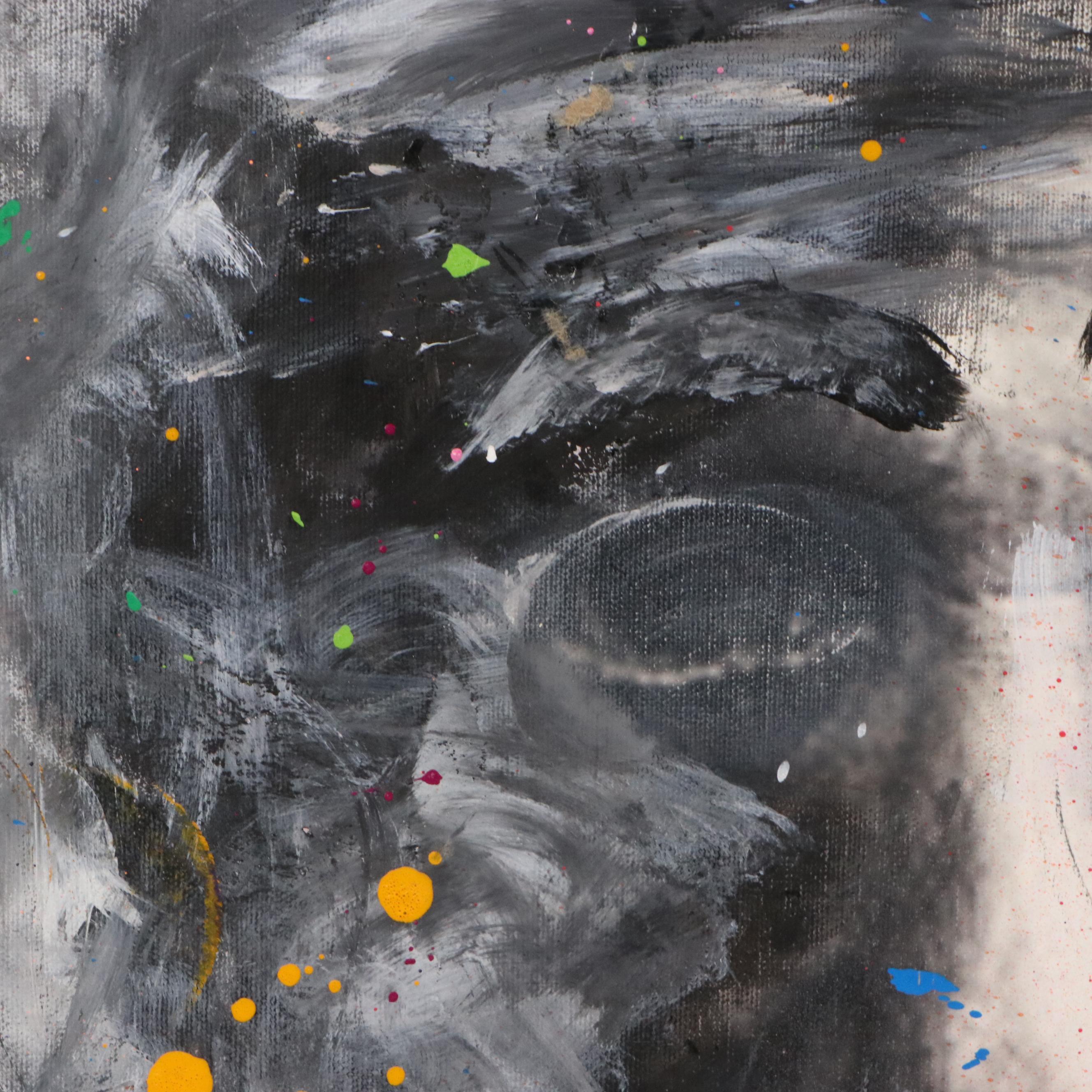 E.M. Zax Mixed Media Abstract Composition of Albert Einstein