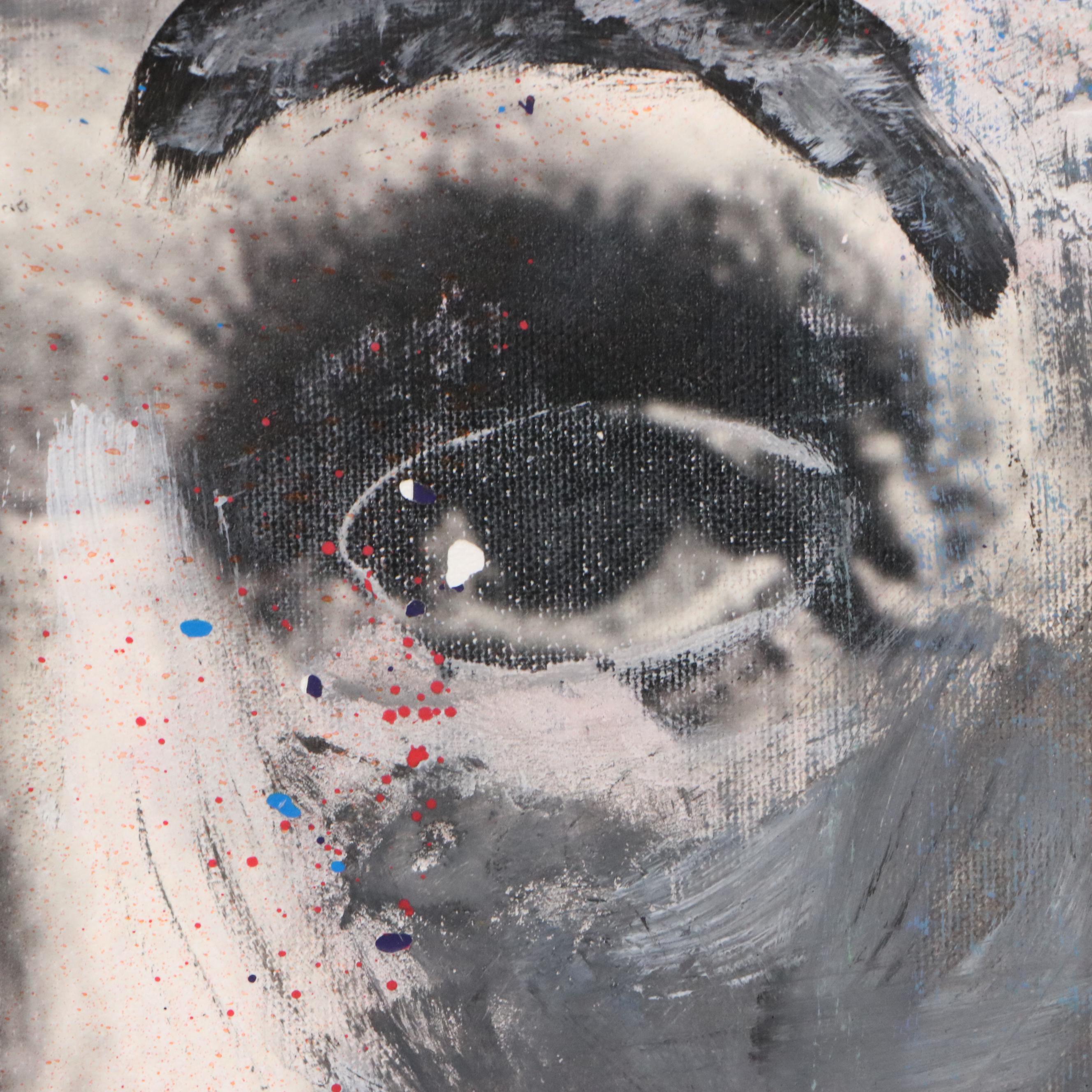 E.M. Zax Mixed Media Abstract Composition of Albert Einstein