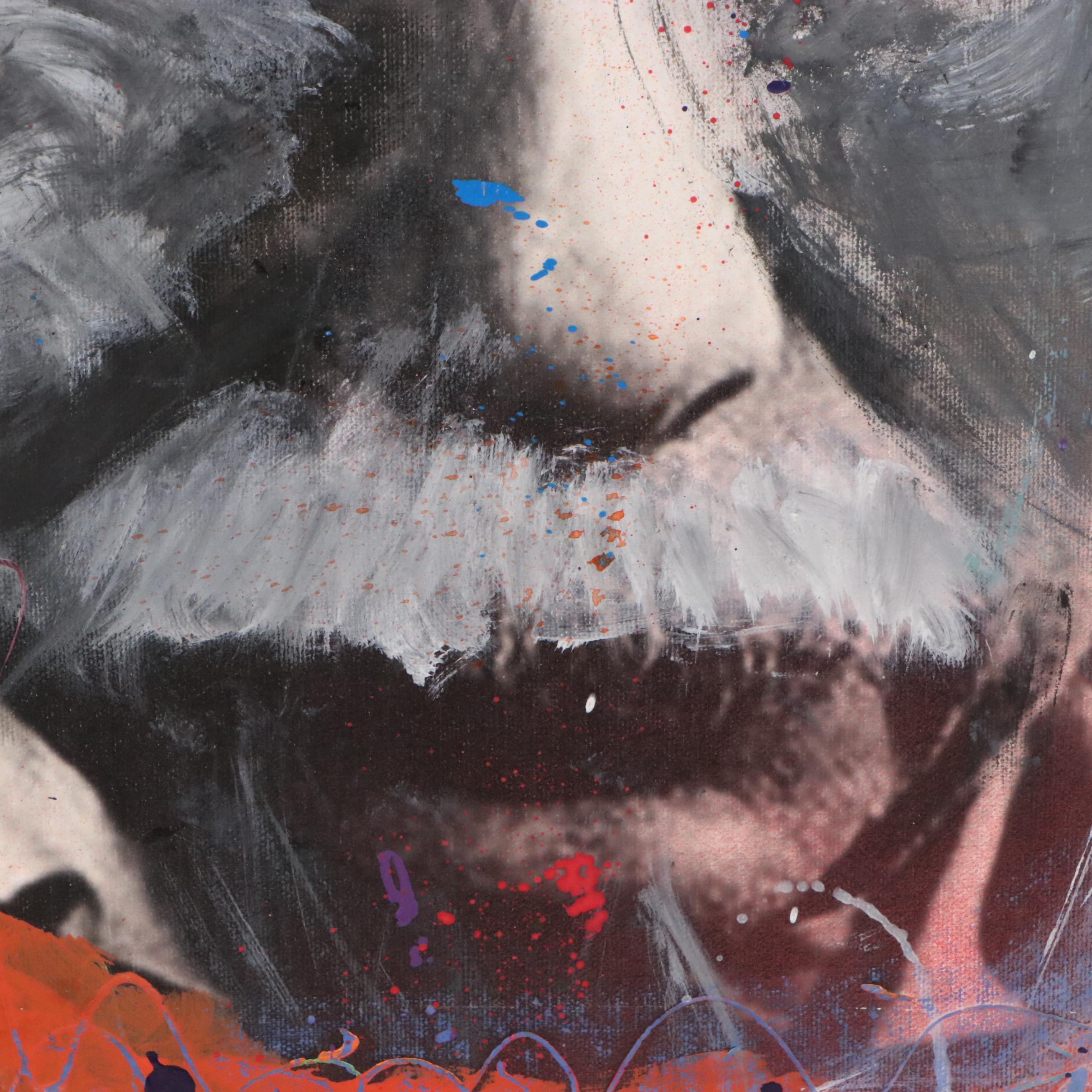 E.M. Zax Mixed Media Abstract Composition of Albert Einstein