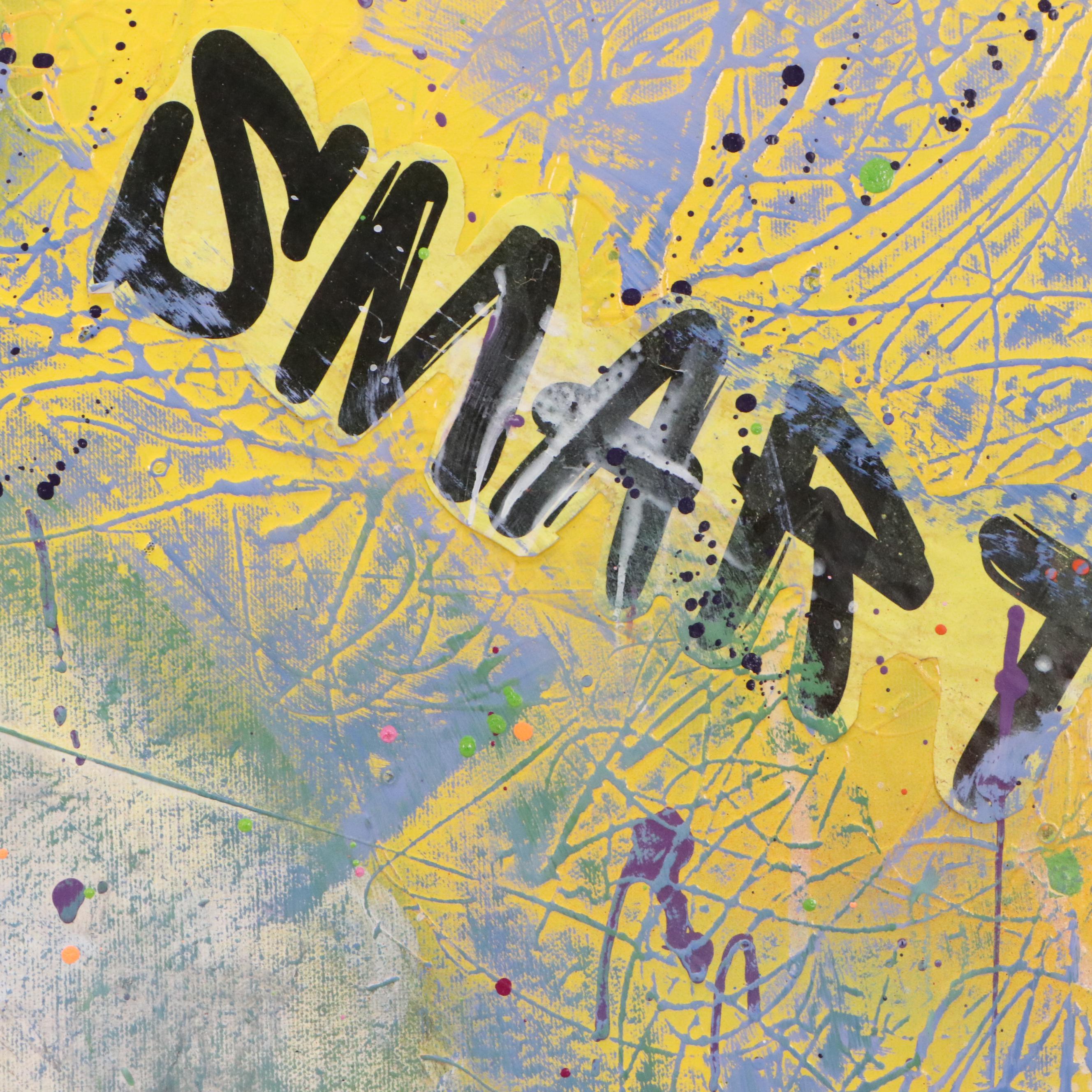 E.M. Zax Mixed Media Abstract Composition of Albert Einstein