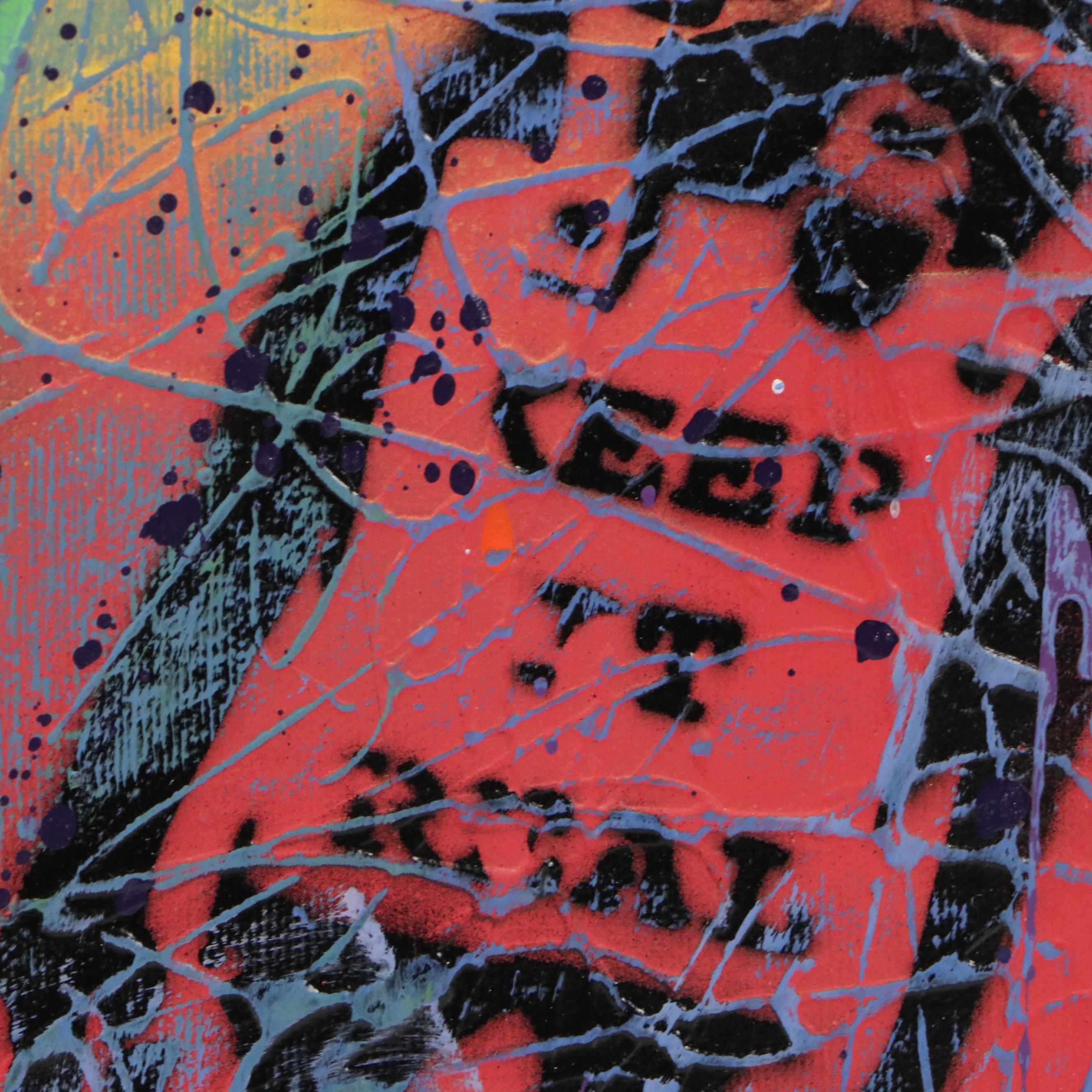 E.M. Zax Mixed Media Abstract Composition of Albert Einstein