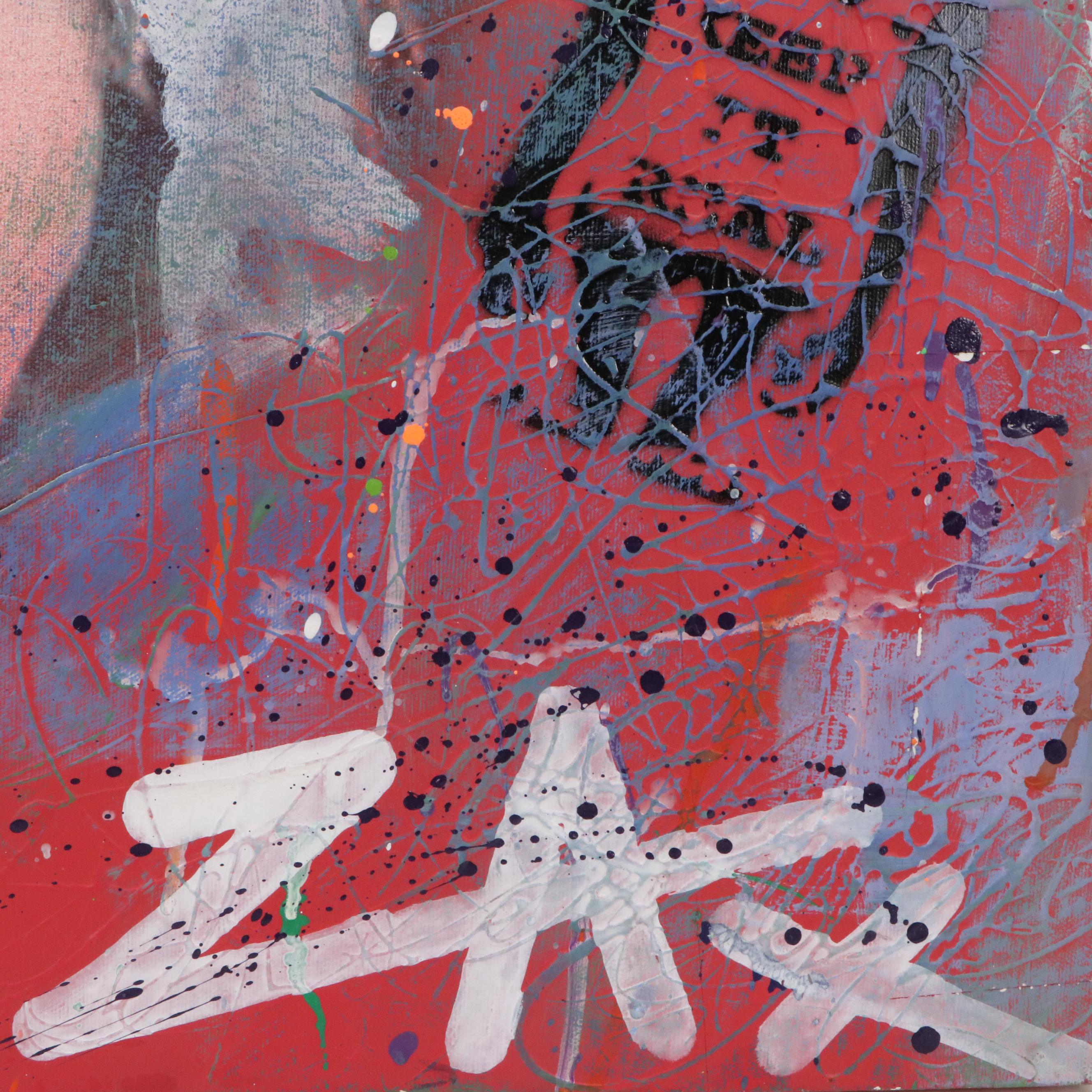 E.M. Zax Mixed Media Abstract Composition of Albert Einstein