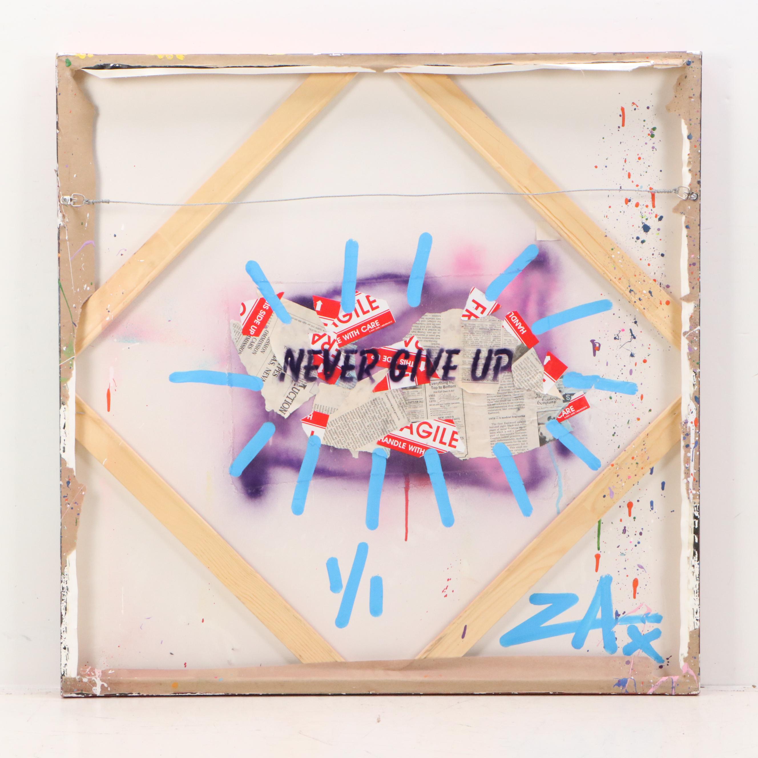 E.M. Zax Mixed Media Abstract Composition of Albert Einstein