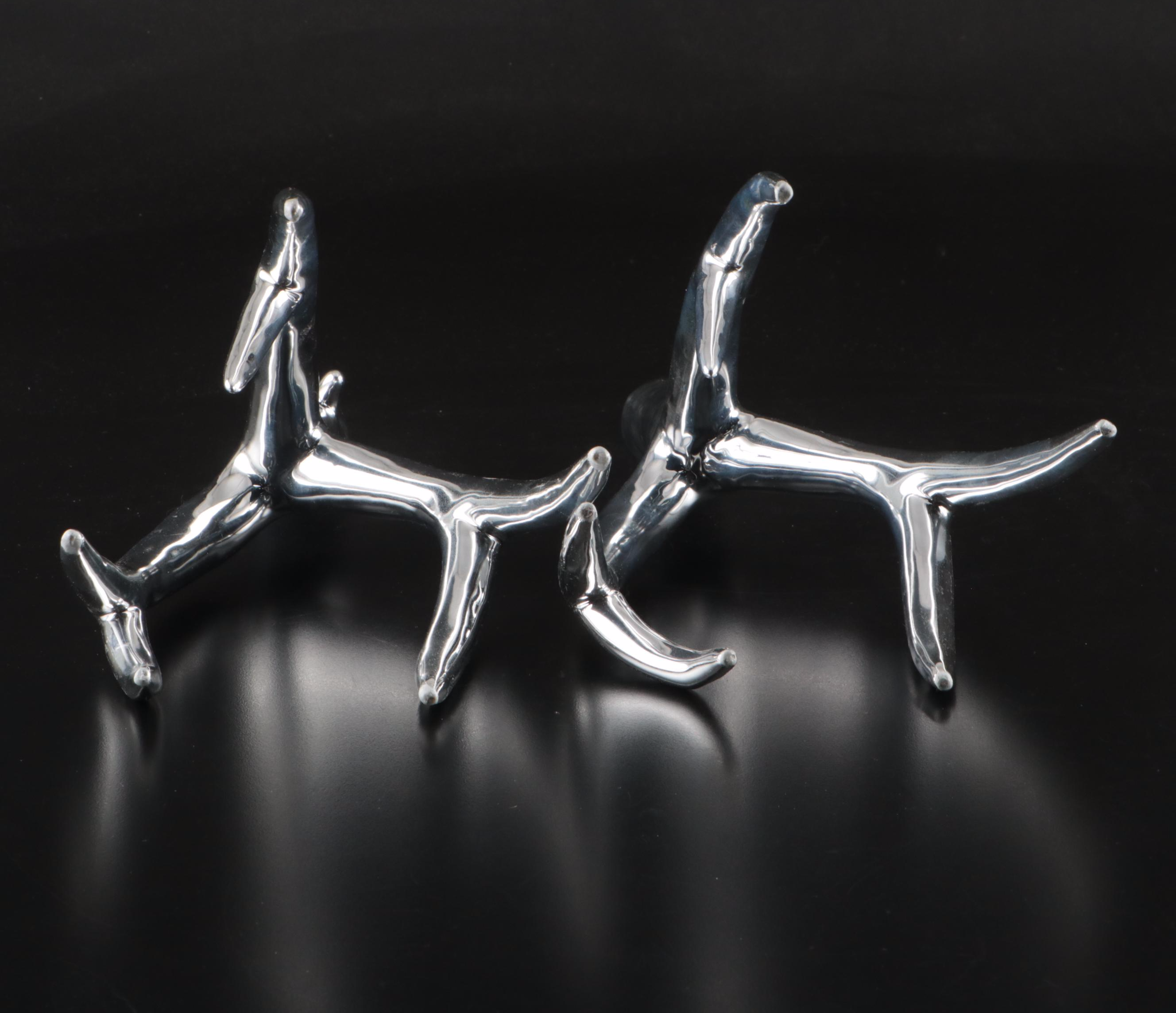 Pair of Antler-Shaped Metal Candlesticks