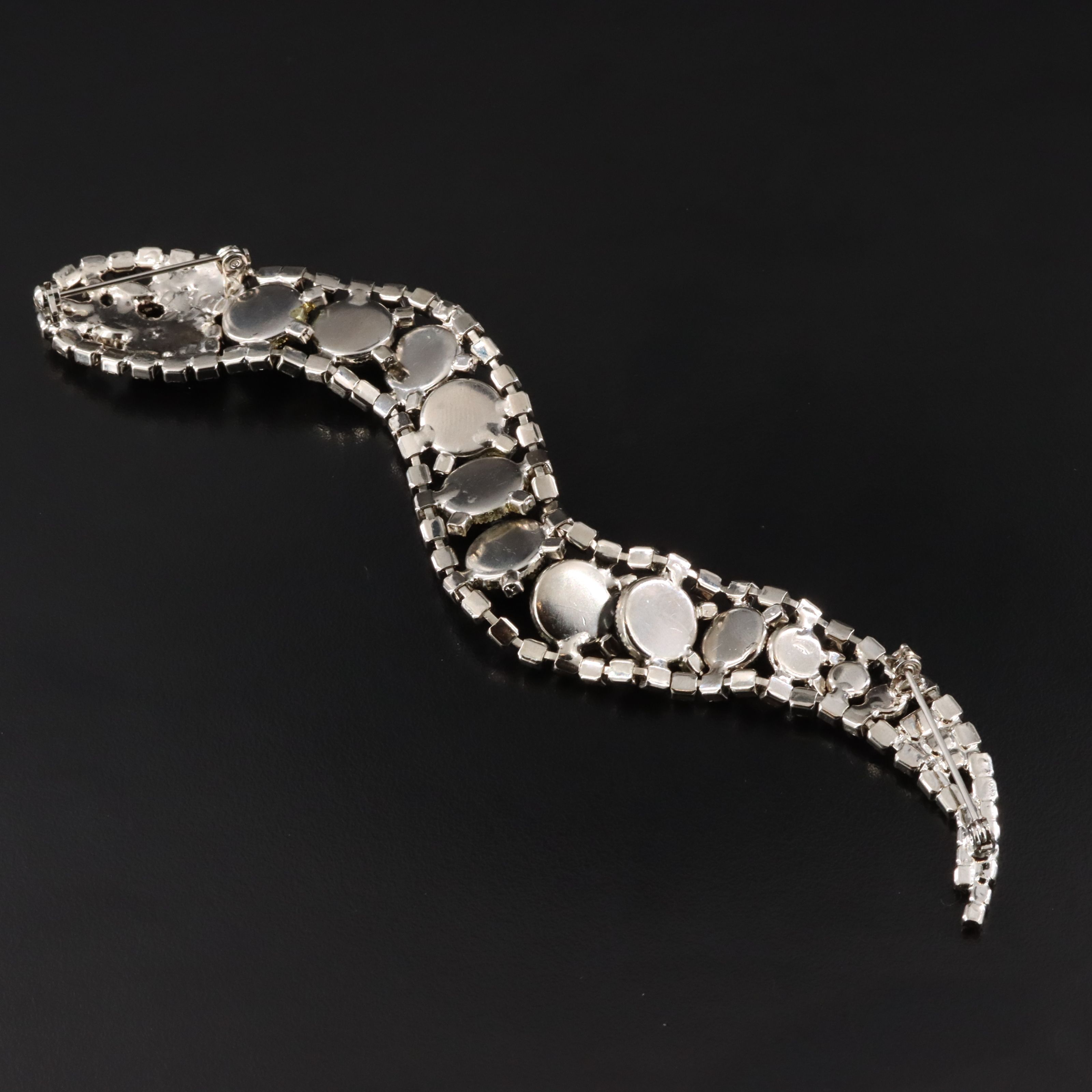 Rhinestone and Glass Snake Brooch