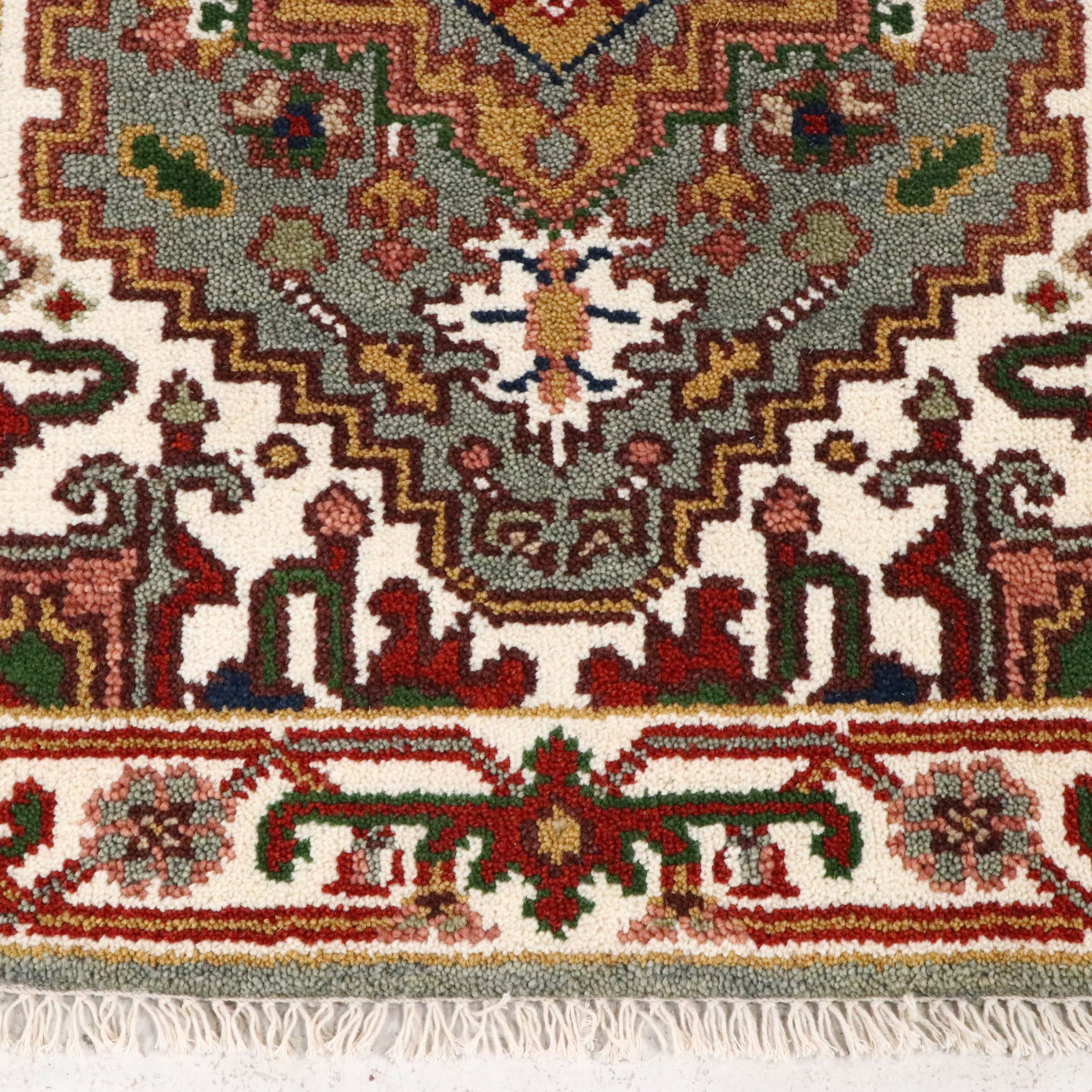 2'7 x 6'1 Hand-Knotted Indo-Persian Serapi Carpet Runner