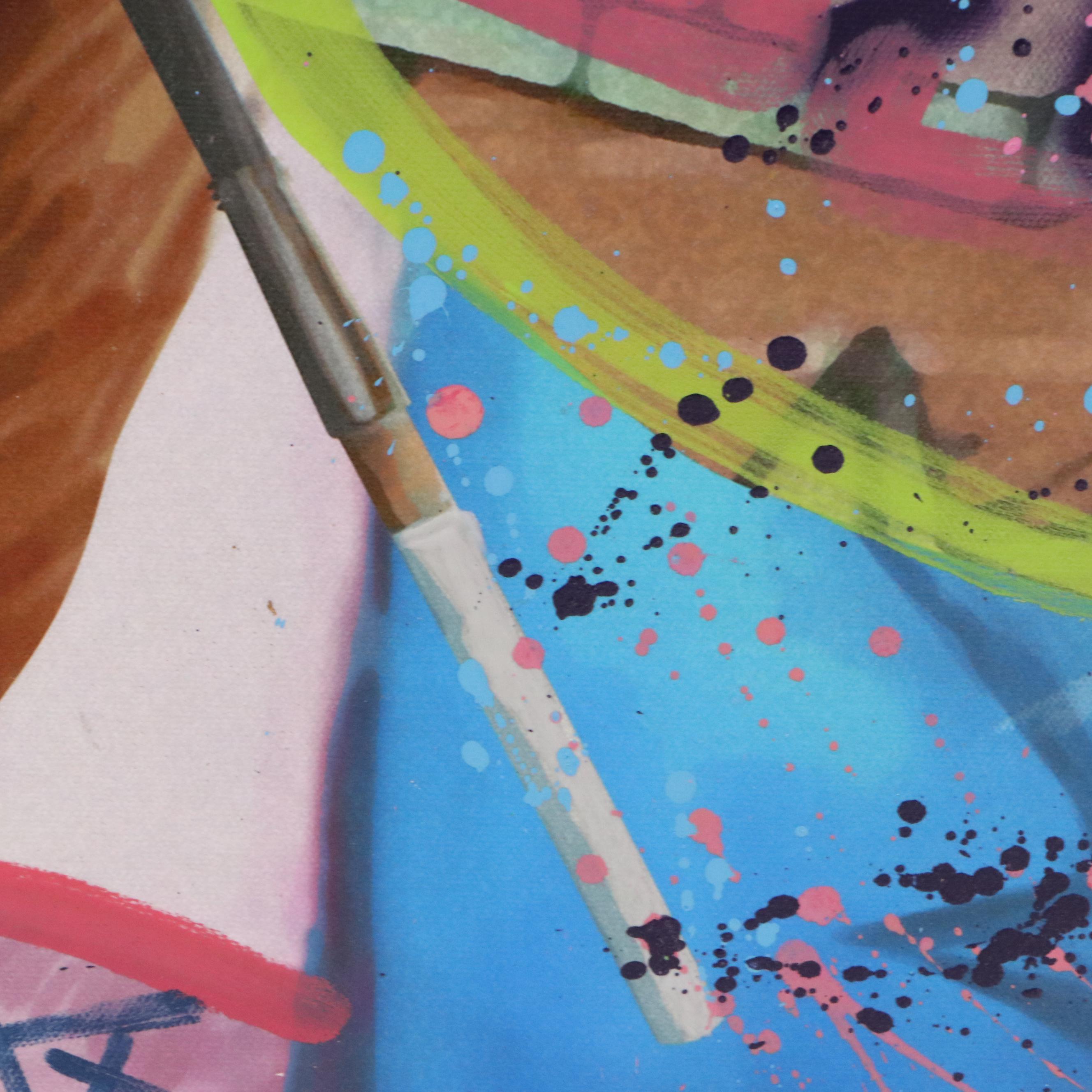 E.M. Zax Mixed Media Abstract Composition of Abraham Lincoln