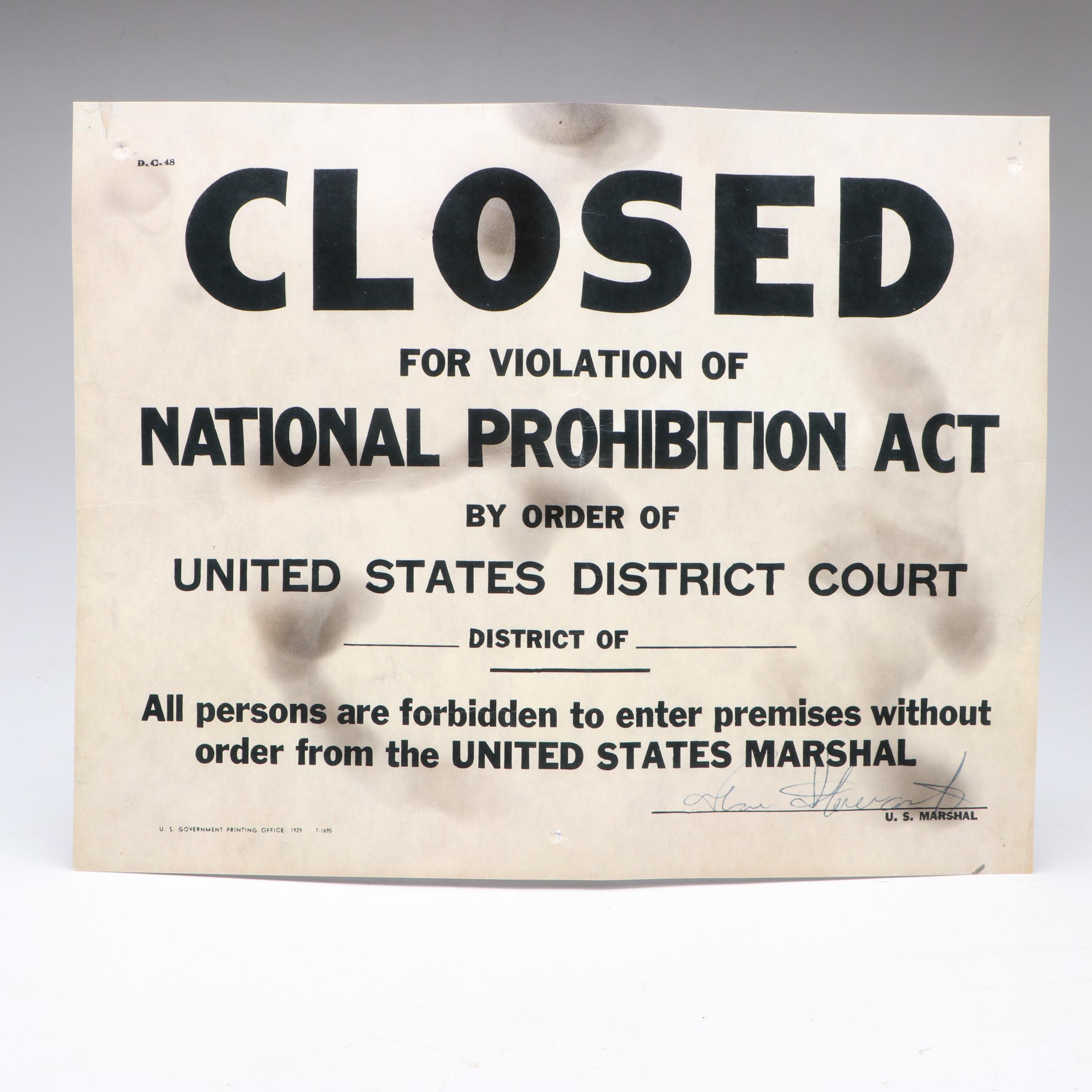 Prohibition Style Whisky Prescription Form with Reproduction Sign