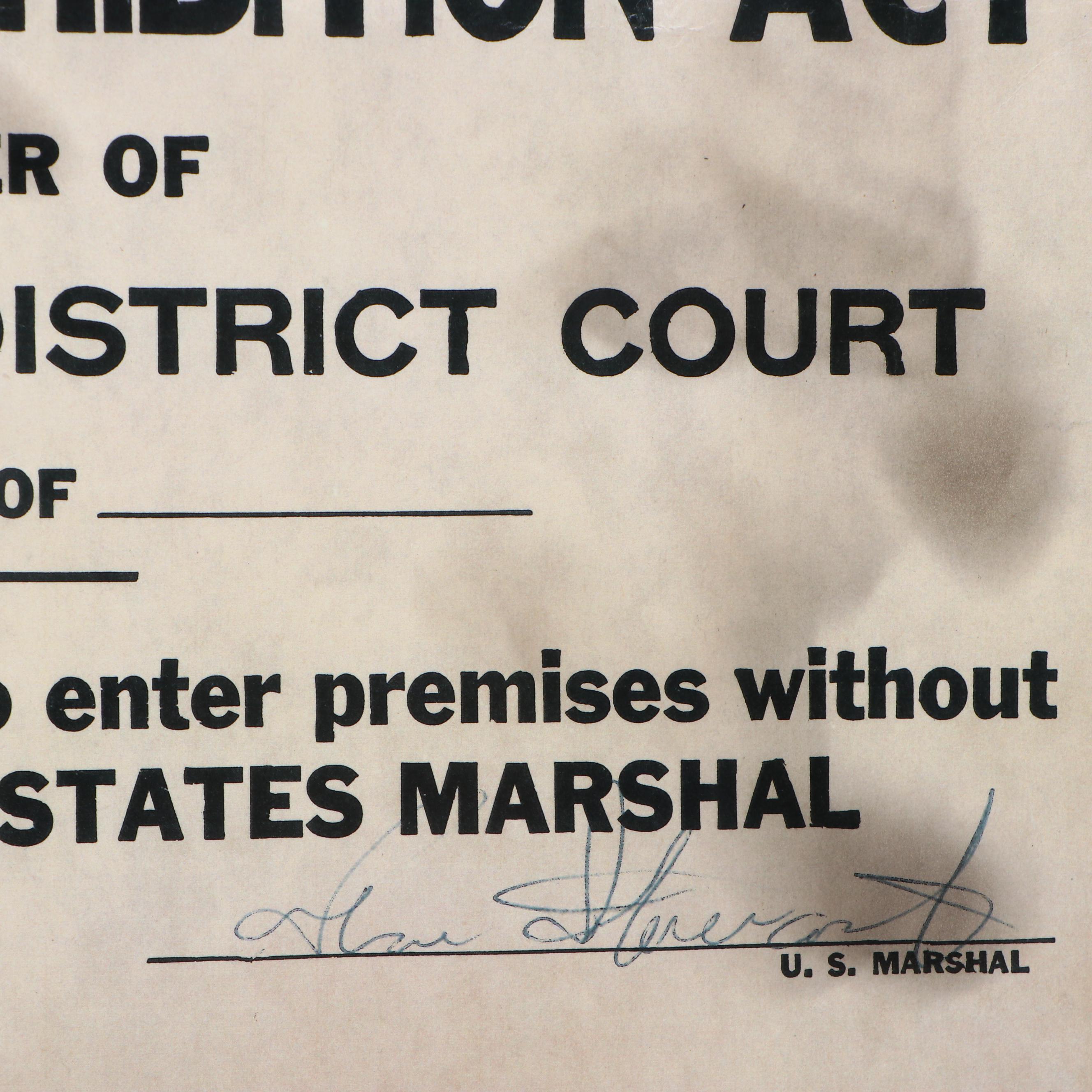 Prohibition Style Whisky Prescription Form with Reproduction Sign