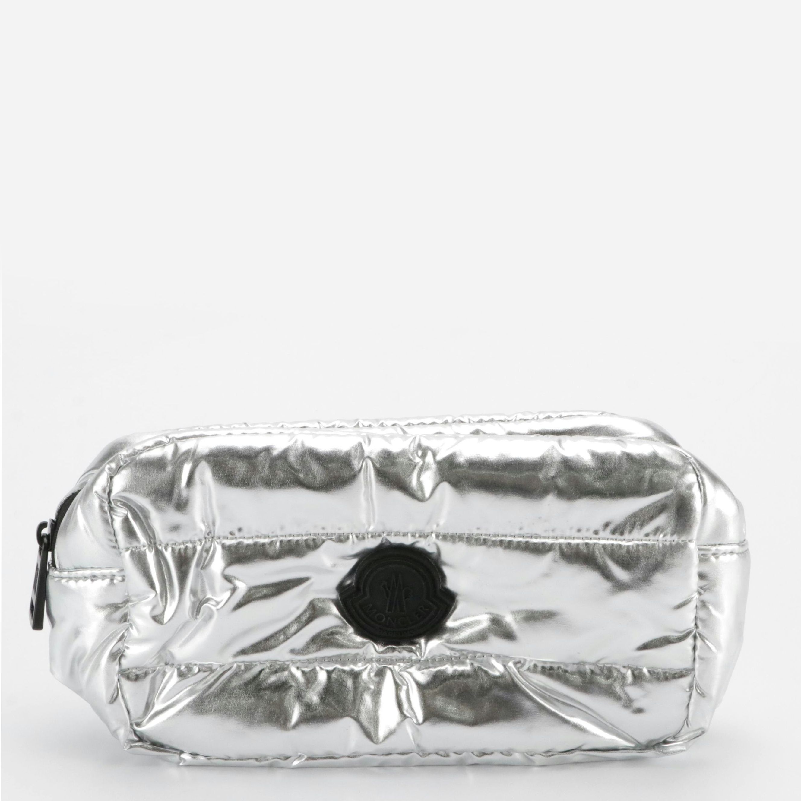 Moncler Parfums Promotional Silver Metallic Quilted Toiletry Pouch