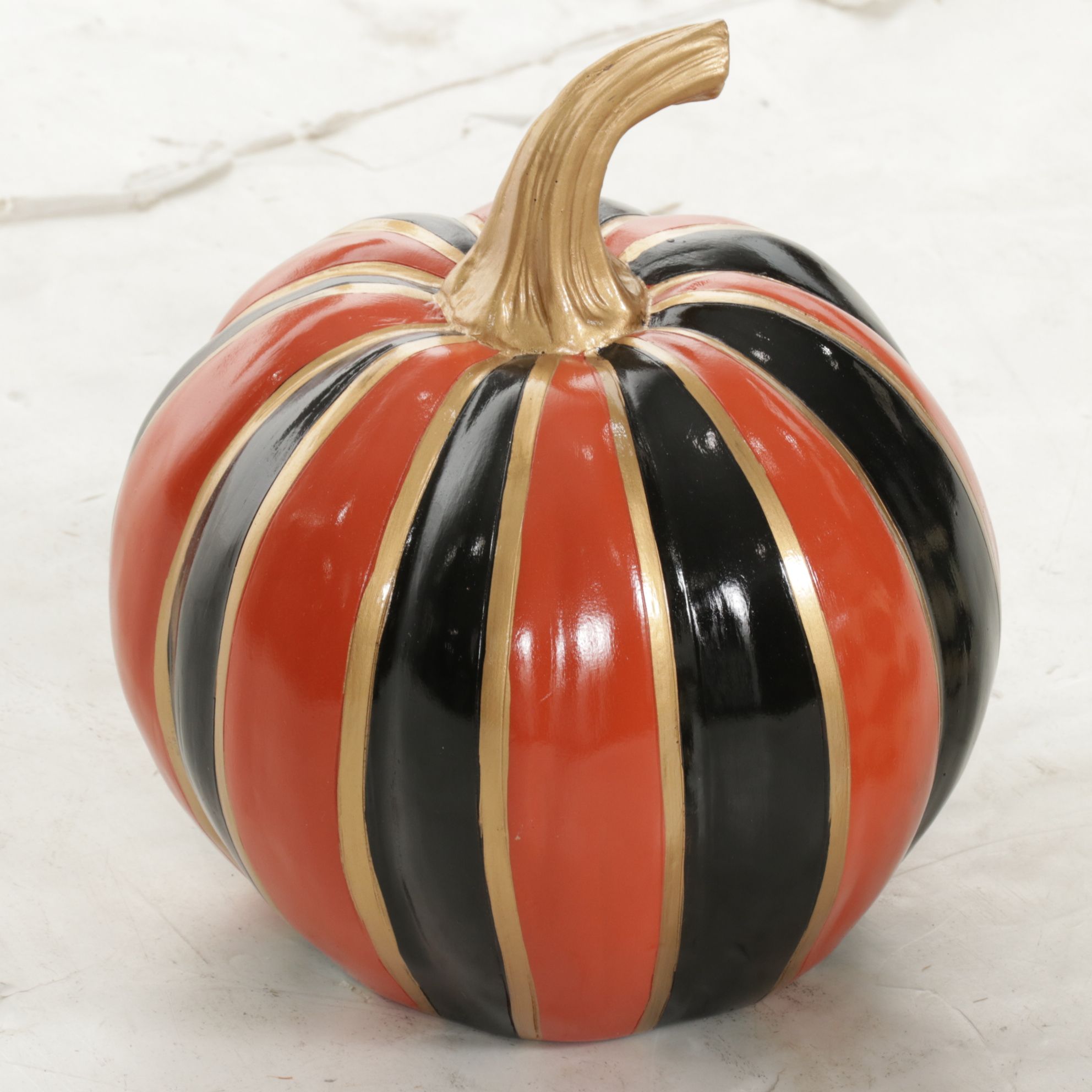 MacKenzie-Childs Courtly Check and Orange Stripe Centerpiece Pumpkins