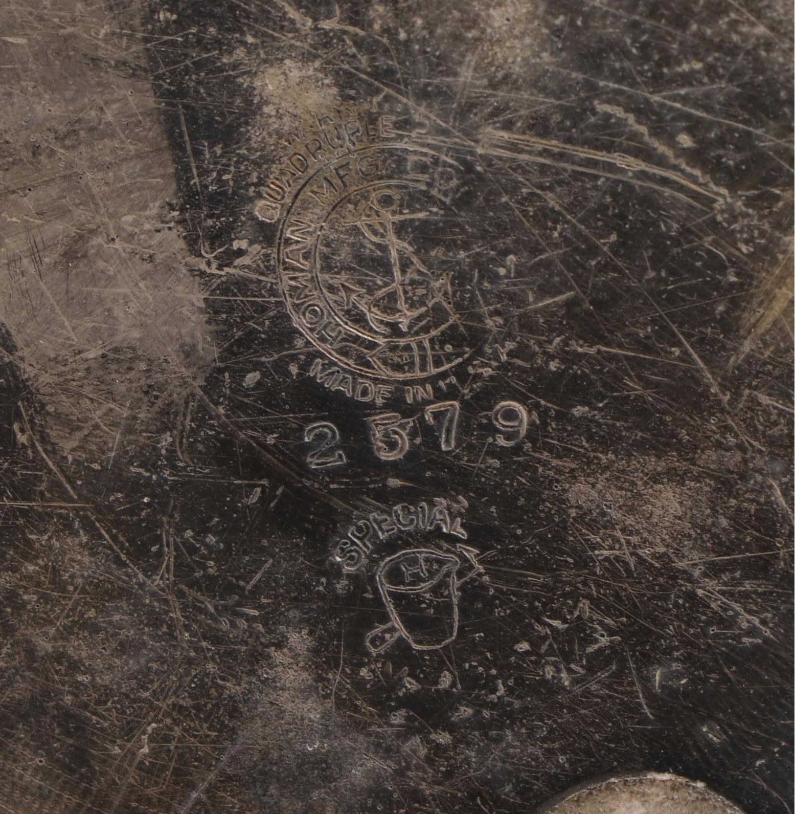 E. & J.B. Dutch Nickel Tray with Silver Plate Homan Pitcher and Other Tableware