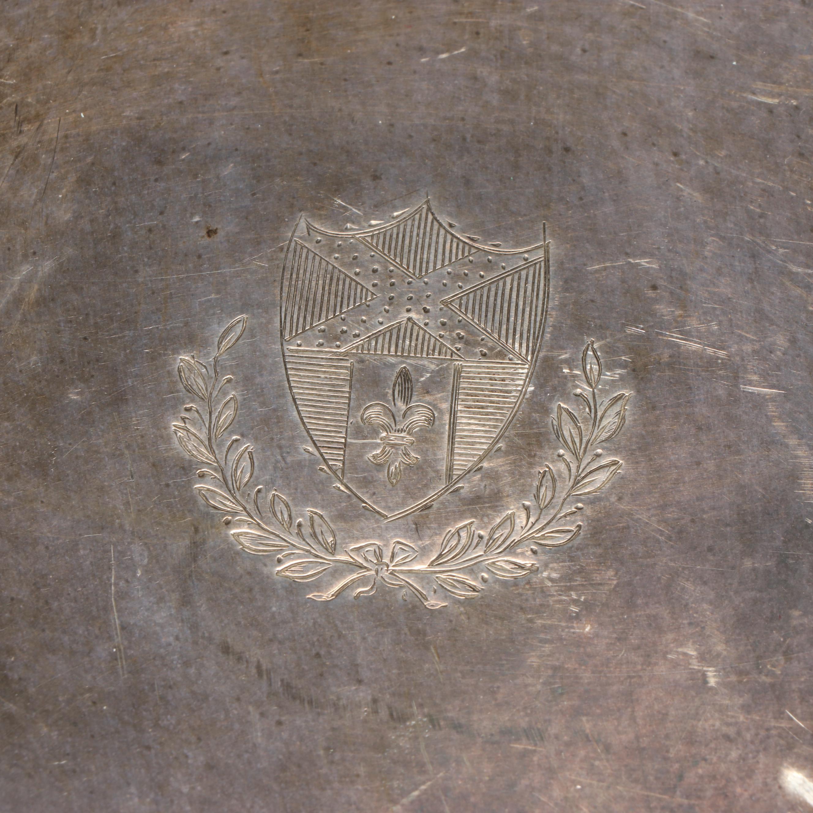 E. & J.B. Dutch Nickel Tray with Silver Plate Homan Pitcher and Other Tableware